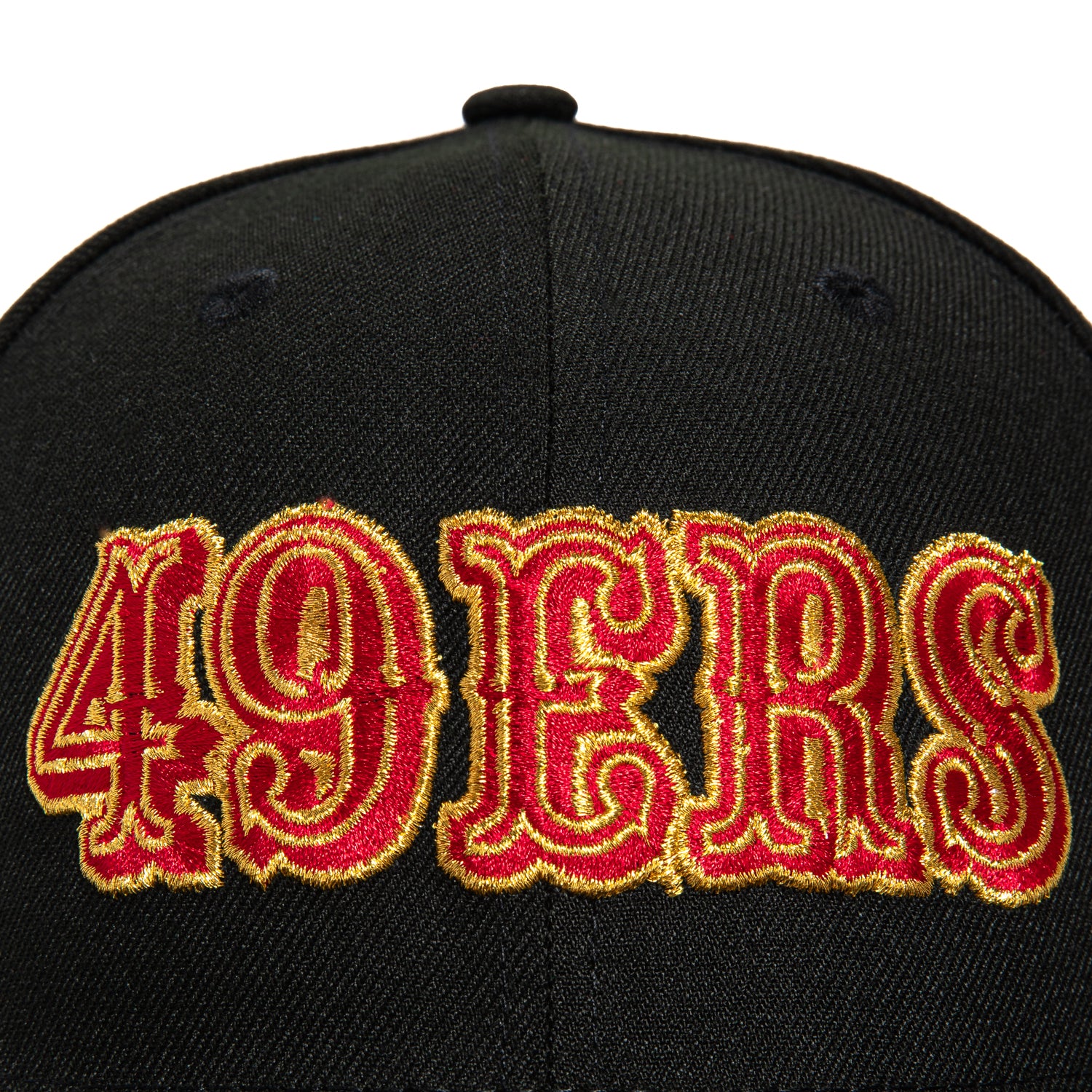 New Era 59Fifty San Francisco 49ers NFL Patch Word Hat - Black, Red & Gold - Official Licensed Snapback Baseball Cap for Men & Women - Perfect for Football Games, Tailgating & Sports Fan Gifts