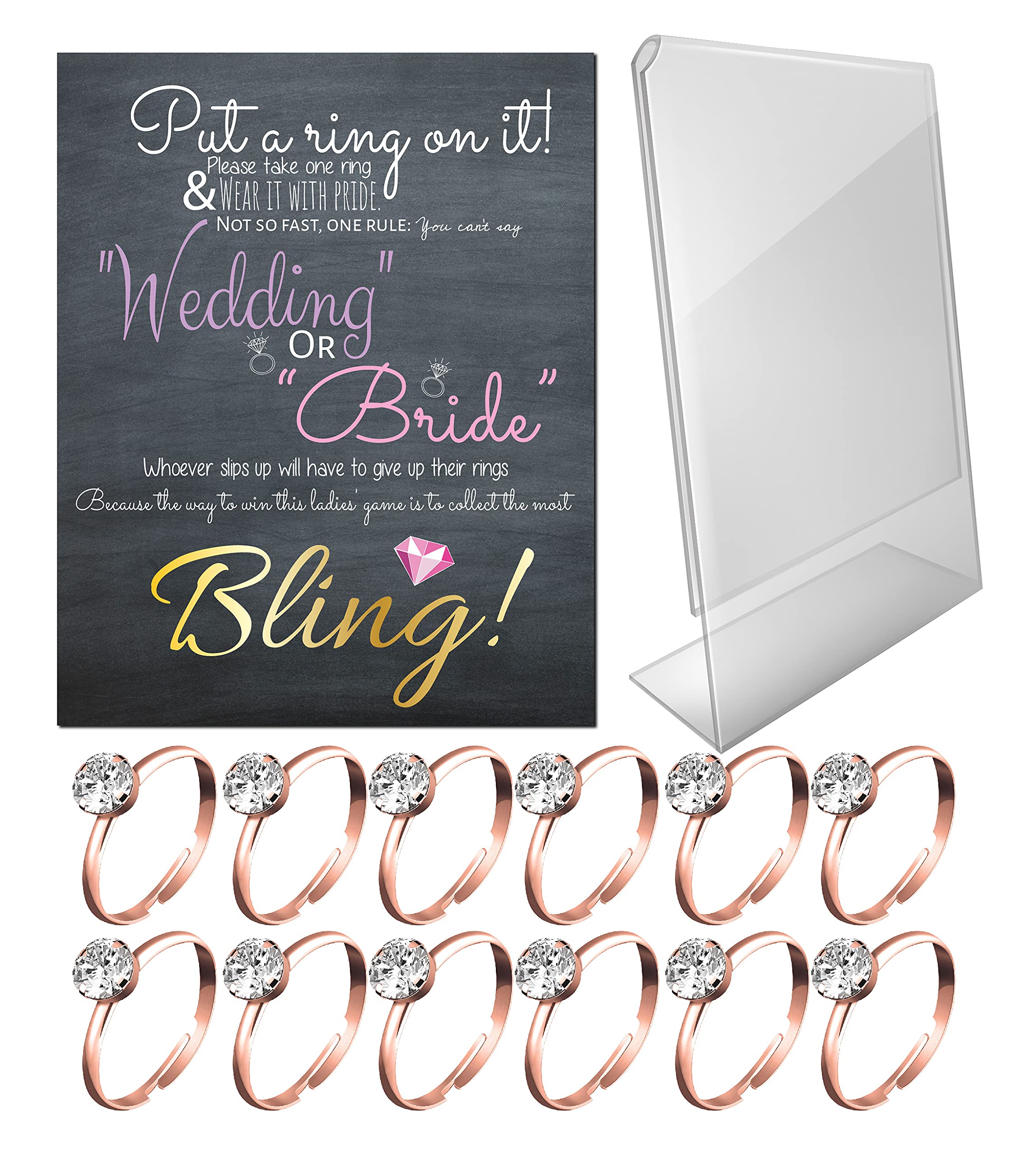 Fun Bridal Shower Game - Put a Ring on It with 24 Fake Rings for Wedding Party Activities | Perfect for Bachelorette Parties & Engagement Celebrations