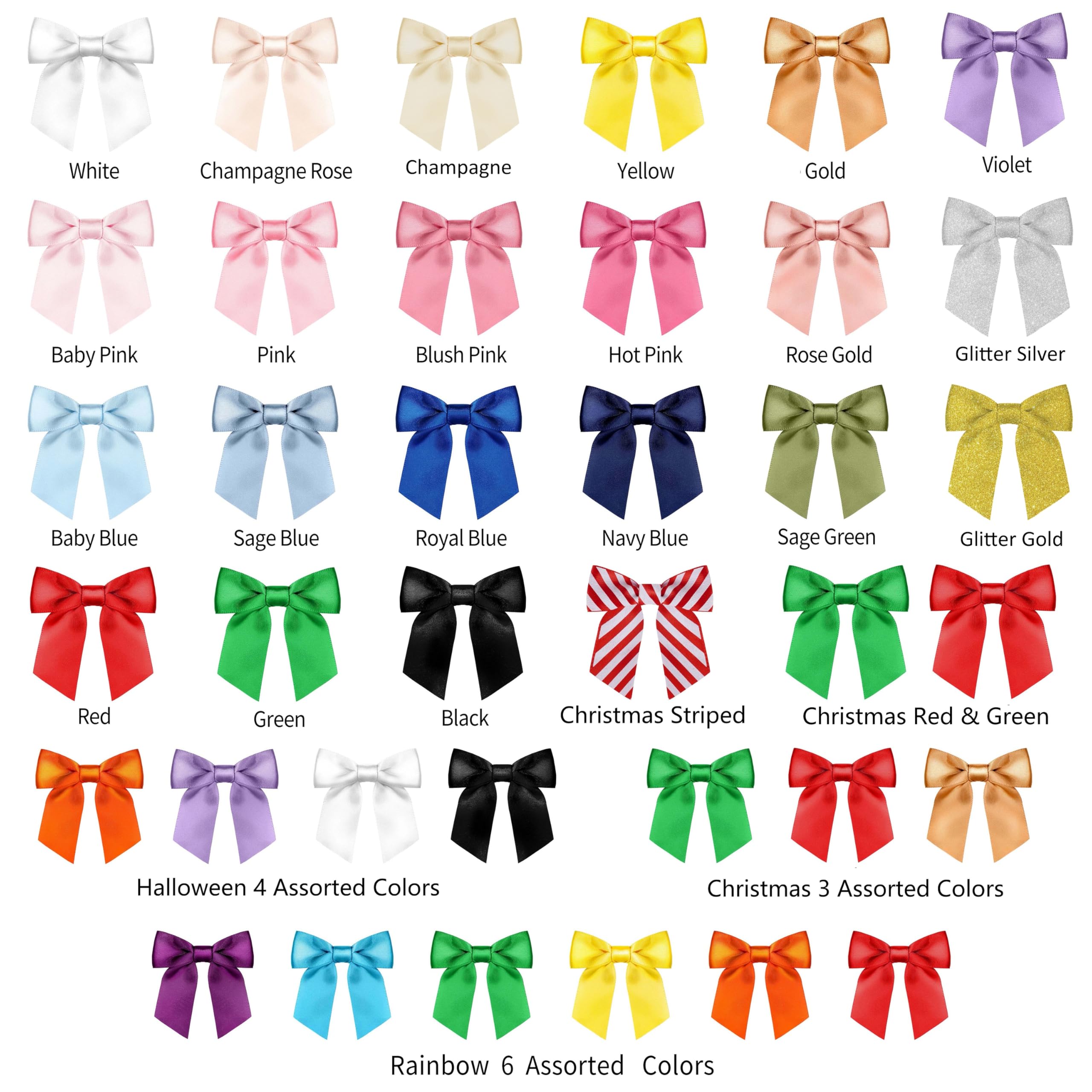 120 Pack Christmas Red & Green Satin Ribbon Bows - 3 Inch Twist Tie Bows for Gift Wrapping, Treat Bags, Package Decorations (Perfect for Christmas, St. Patrick's Day & Craft Projects)