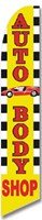 Auto Body Shop Tall Advertising Flag - High Visibility Car Repair Shop Flag for Outdoor Business Promotion & Branding