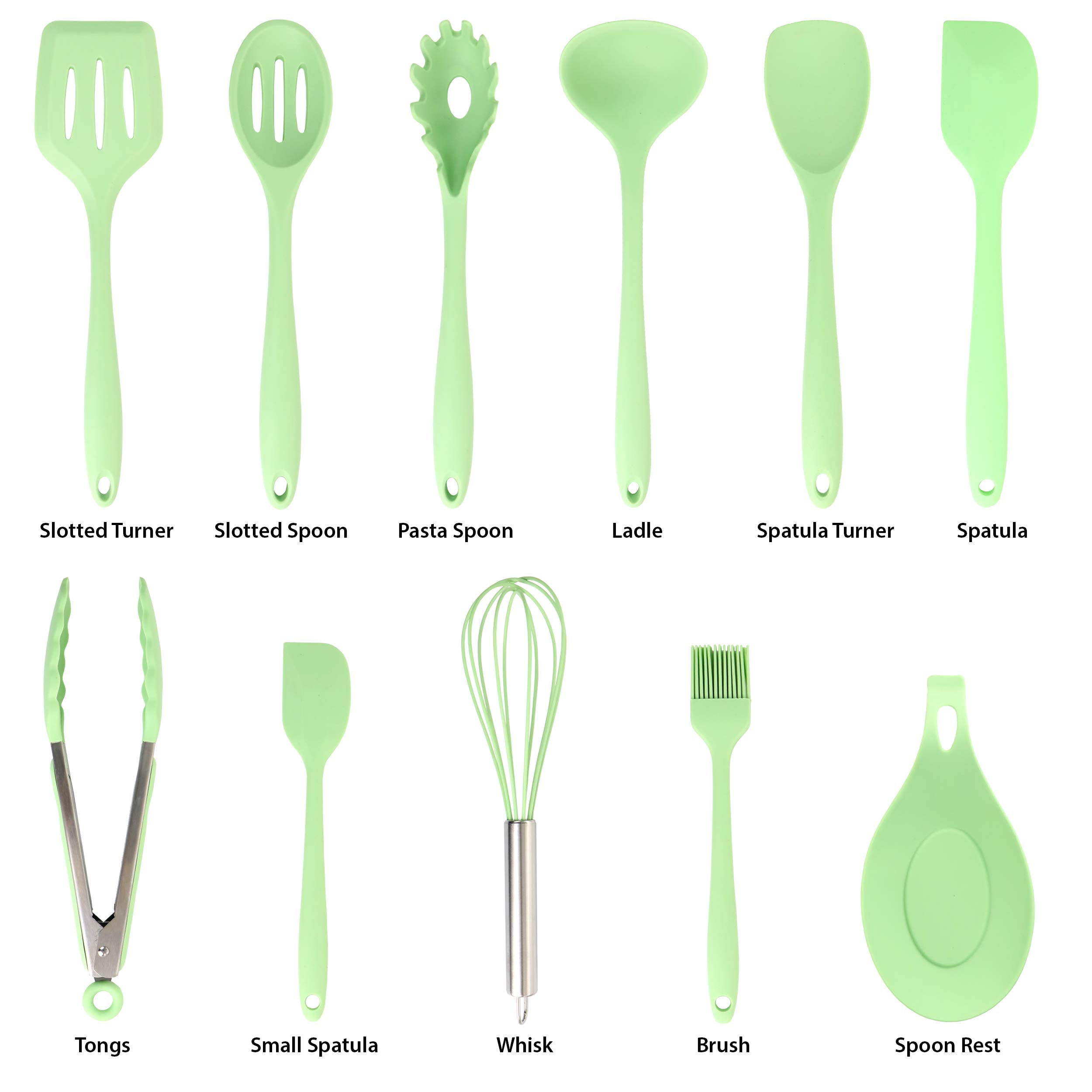 Premium 12-Piece Mint Green Cookware Utensil Set by MegaChef - Perfect for Kitchen, Cooking, Baking & Gift Giving