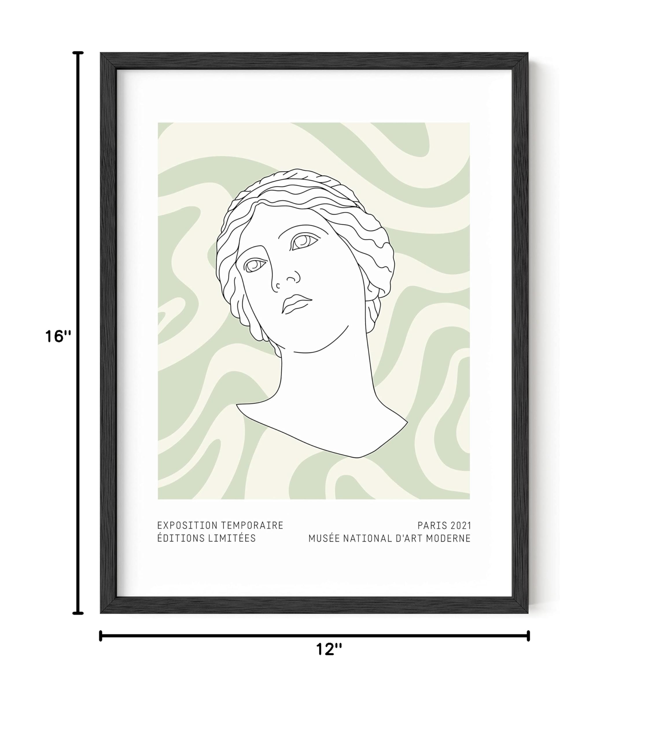 Sage Green Wall Art Decor - Aesthetic Green Posters for Room, Danish Pastel Wall Decor with Beige Frame (12x16) - Perfect for Living Room, Bedroom & Office Decor
