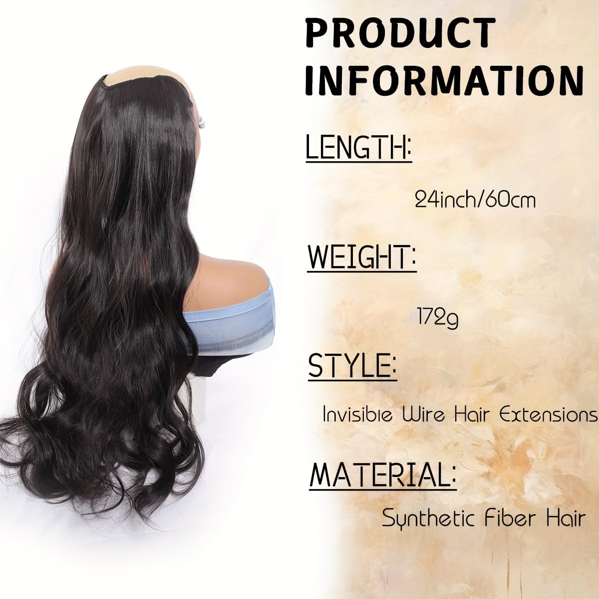 CHANDERKASH Full Head Curly Wavy Synthetic Clip-In Hair Extensions for Women - 60x25cm Dark Brown | Perfect for Weddings, Parties & Daily Styling | Heat Resistant Fiber Hairpieces
