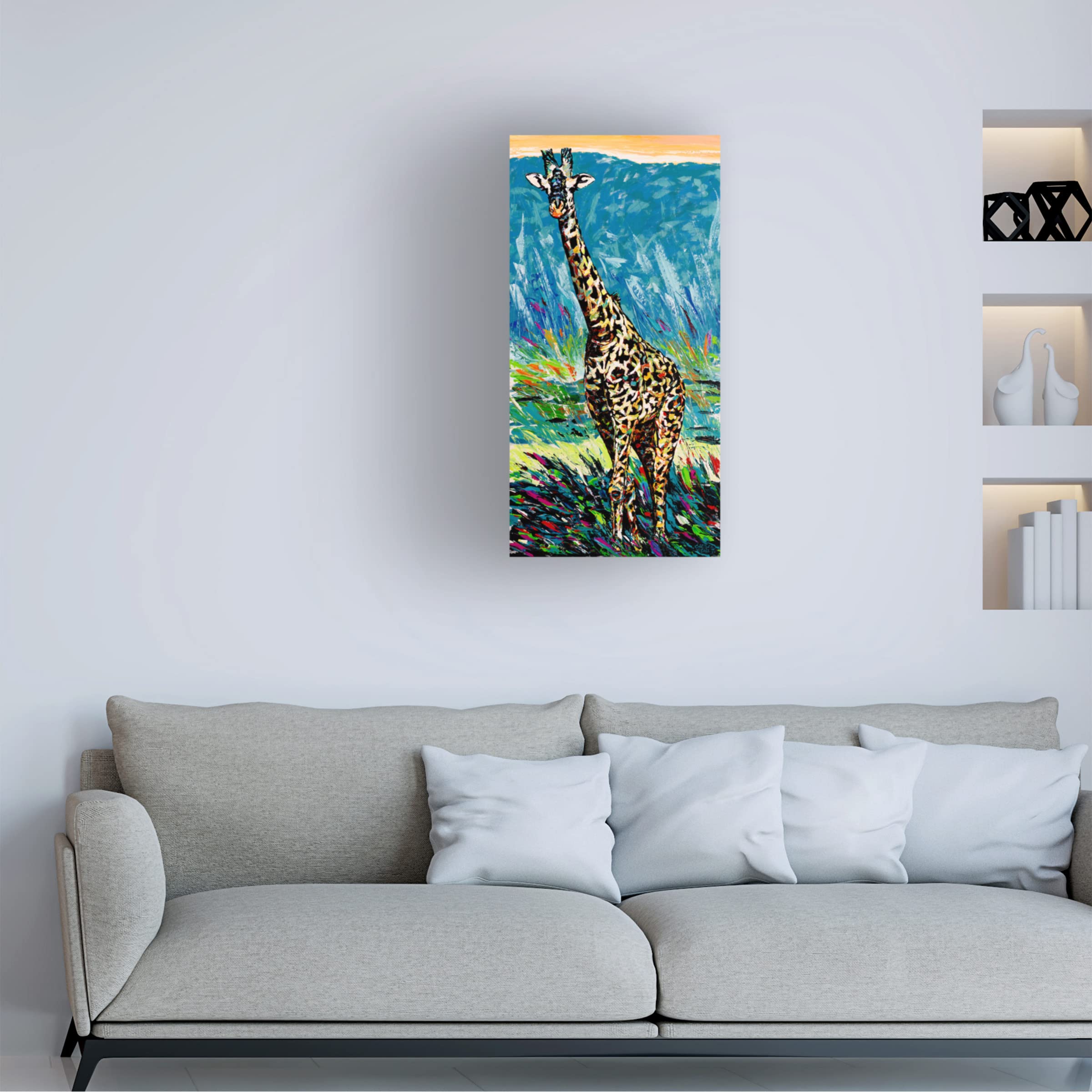 Regal Giraffe I Canvas Wall Art by Carolee Vitaletti - Handmade Wildlife Animal Painting for Living Room, Bedroom & Office Decor