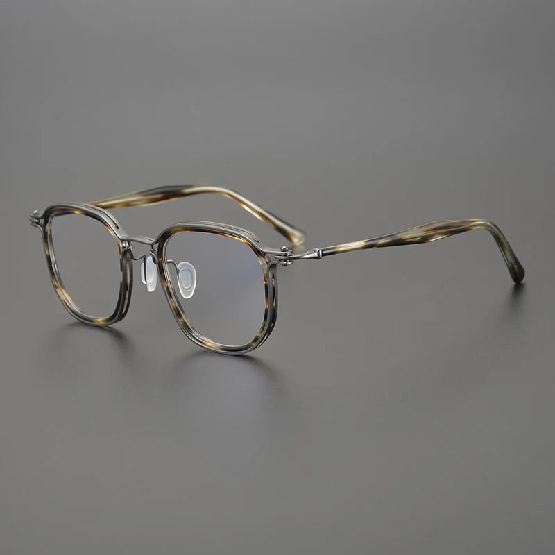 Unisex Black Titanium Acetate Square Eyeglasses - Full Rim Big Frame 55865 | Perfect for Work, Reading & Fashion Accessories