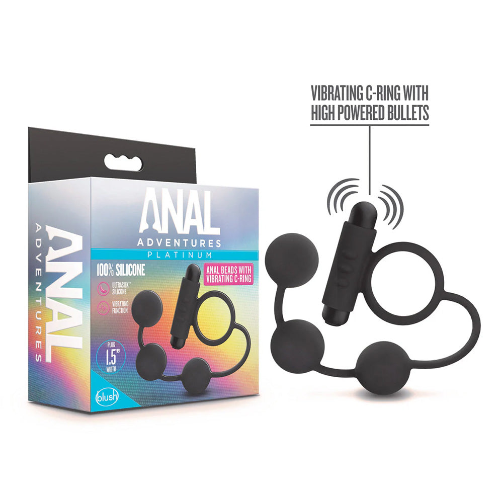 Premium Platinum Silicone Anal Beads with Vibrating Cock Ring Set - Sensual Couples Adult Toy for Enhanced Pleasure & Intimacy | Perfect for Spicing Up Date Nights & Exploring New Sensations