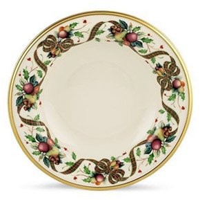 Lenox Holiday Tartan Rim Soup & Pasta Bowl - 9 Inch, 12 Ounce Ceramic Dish for Christmas Dinner, Thanksgiving, Holiday Parties & Everyday Dining