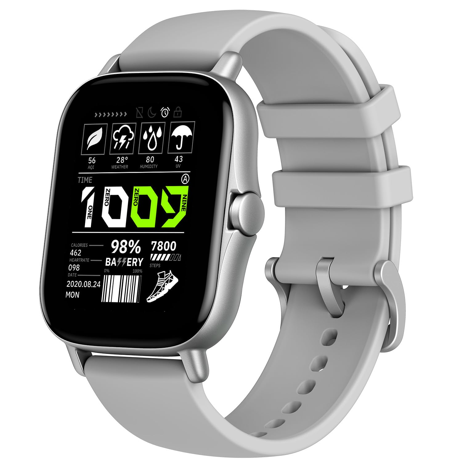 Amazfit GTS 2 Smart Watch for Men & Women - Compatible with Android & iPhone, Bluetooth Call, Alexa Built-in, GPS Fitness Tracker with 90+ Sports Modes, Blood Oxygen/Heart Rate/Sleep Monitor, 5ATM Waterproof (Grey) - Perfect for Running, Swimming & Daily Activity Tracking