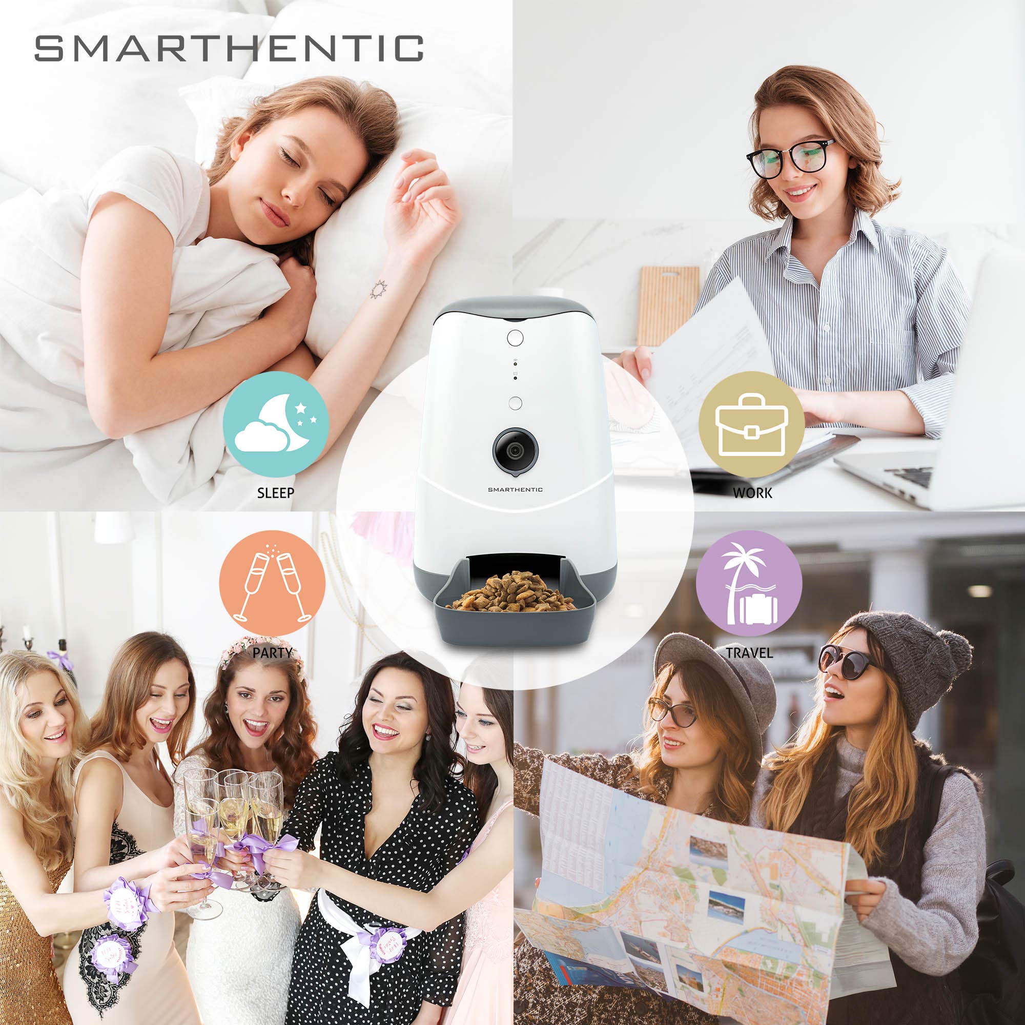 Smart WiFi Pet Feeder with HD Camera - Automatic Cat & Dog Food Dispenser, Programmable Portion Control, APP Control, Voice Recorder - Perfect for Home Monitoring and Pet Care While Traveling