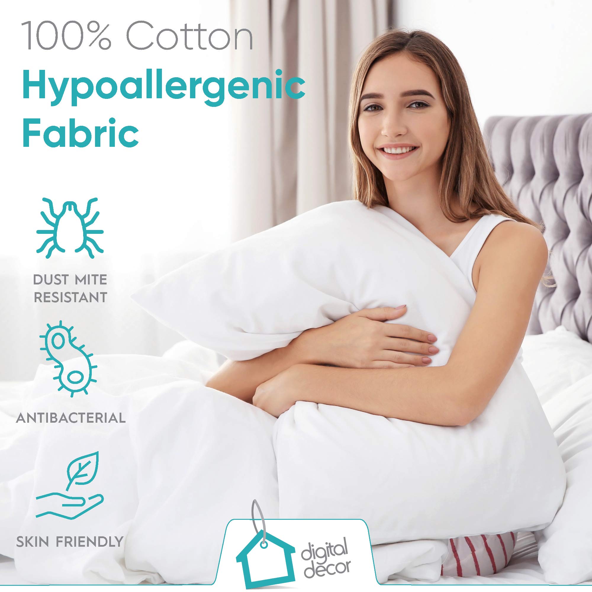 Premium Cluster Fiber Pillow Set of 2 - Queen Size Hypoallergenic Down Alternative Pillows | Ultra Soft & Fluffy Polyester Filled for Neck Support & Comfort | Perfect for Side Sleepers, Back Pain Relief & Restful Night Sleep | Bedroom, Guest Room & Hotel Style Bedding