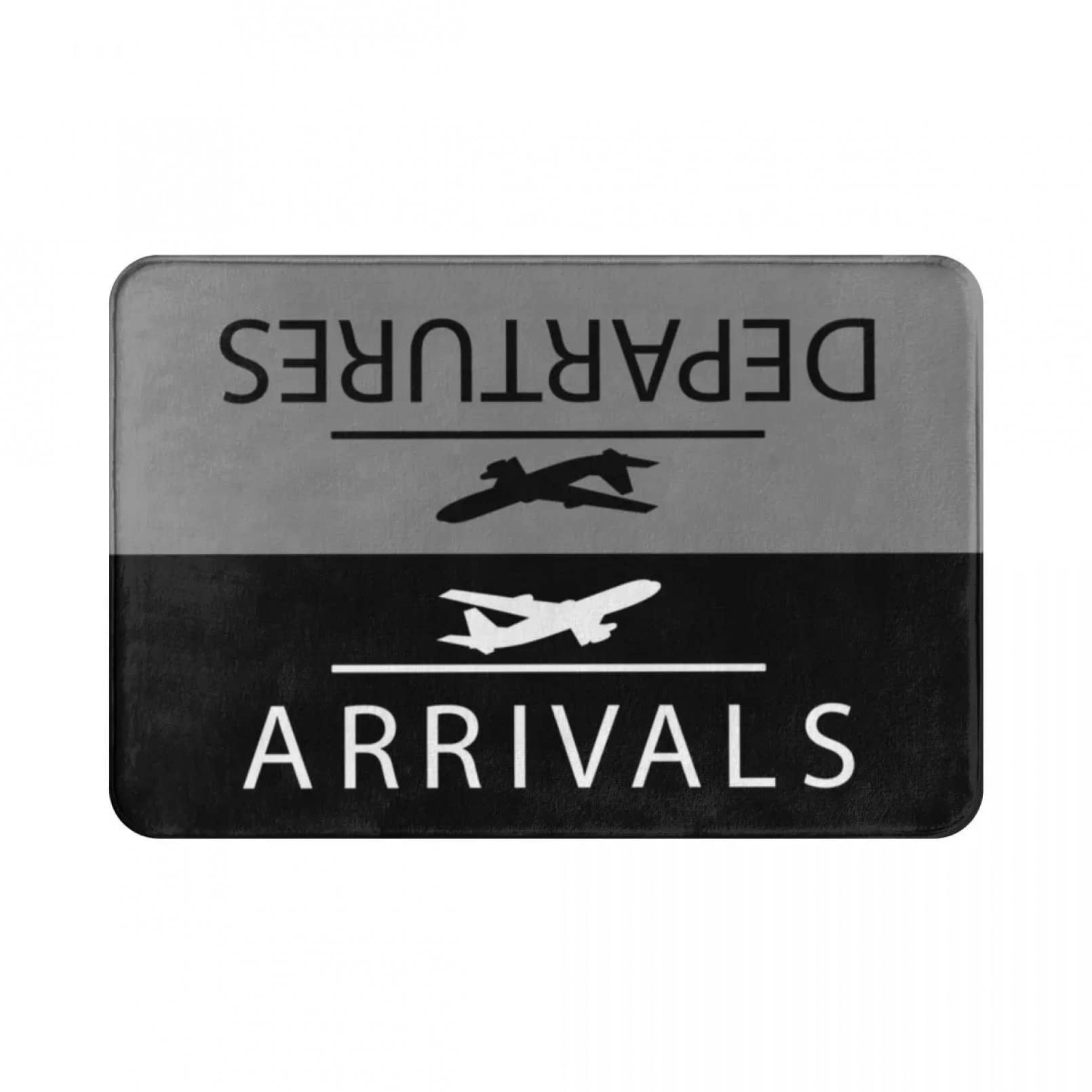 WCNMZQZMN Non-Slip Doormat - Aviation Departures Themed Welcome Mat for Front Door, Kitchen, Bedroom, Balcony & Bathroom - Washable Indoor/Outdoor Entrance Rug for Home & Office Decor
