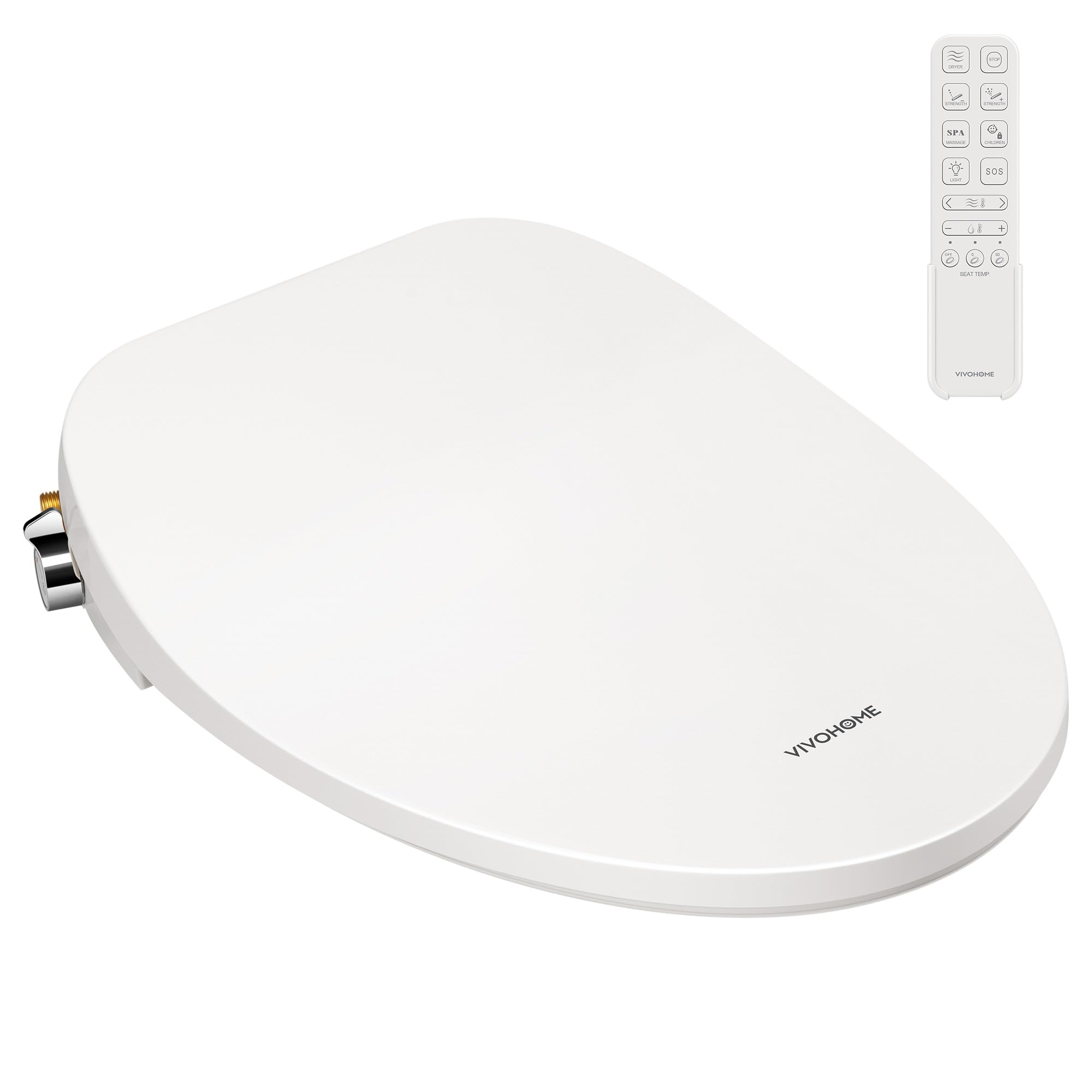 VIVOHOME Smart Heated Bidet Toilet Seat with Remote Control - Self-Cleaning Dual Nozzles for Rear & Front Wash - Adjustable Temperature & Warm Air Dryer - Soft Close Lid & Nightlight - Perfect for Modern Bathrooms & Elderly Care