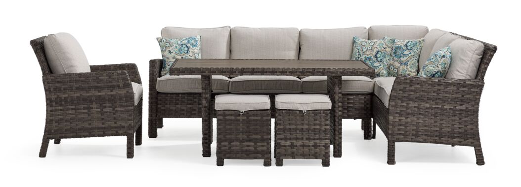 Acadia 6-Piece Outdoor Banquette Set in Grey & Beige - Perfect for Patio, Garden, and Backyard Relaxation
