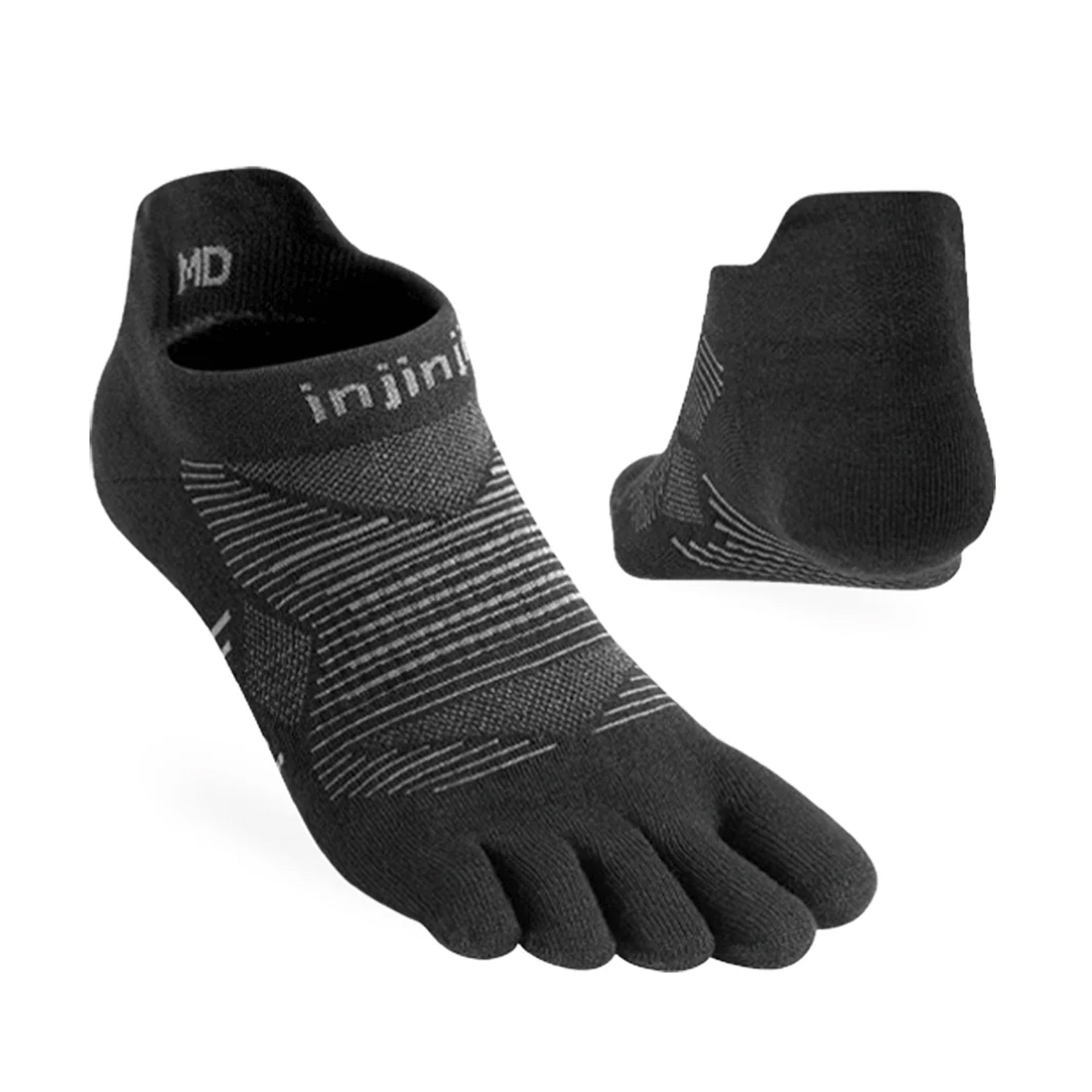 Injinji Unisex Lightweight No-Show Running Socks - Breathable Toe Socks for Marathon, Hiking & Gym Workouts