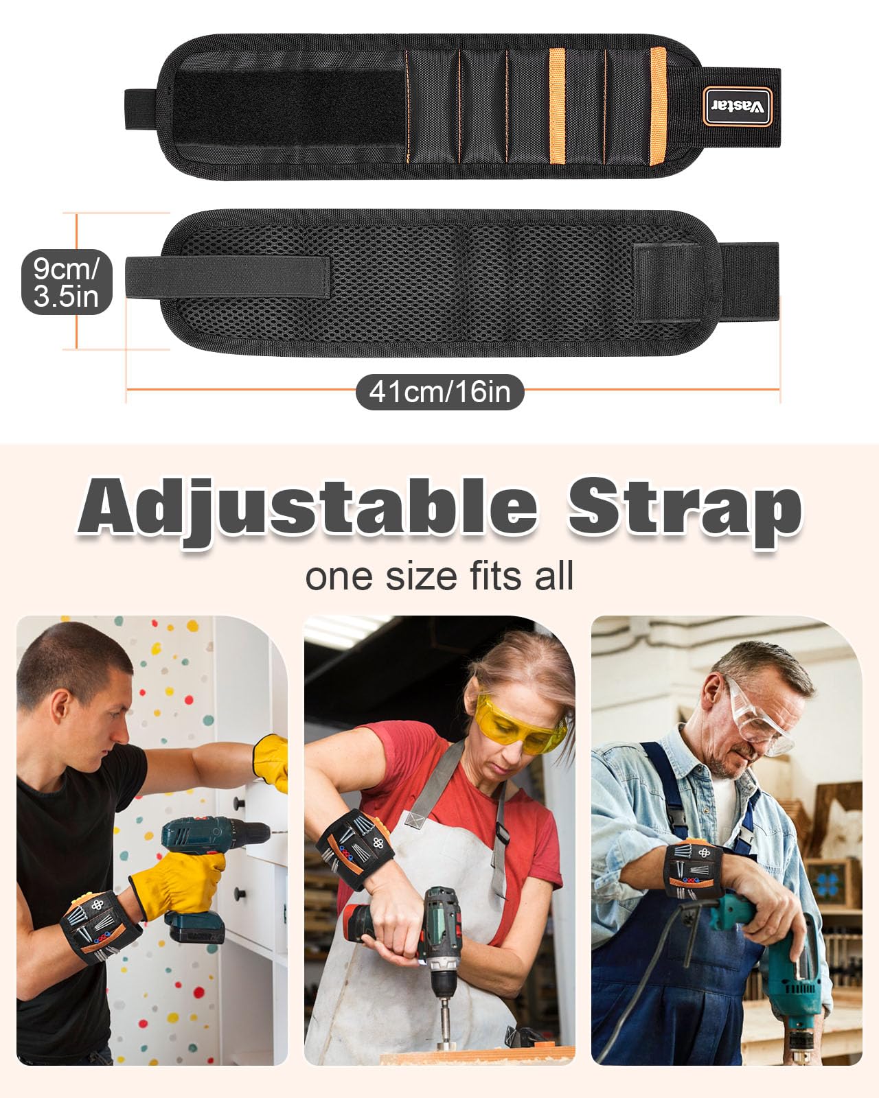 Magnetic Wristband Tool Belt - 5 Strong Magnets for Screws & Nails | DIY & Workshop Use