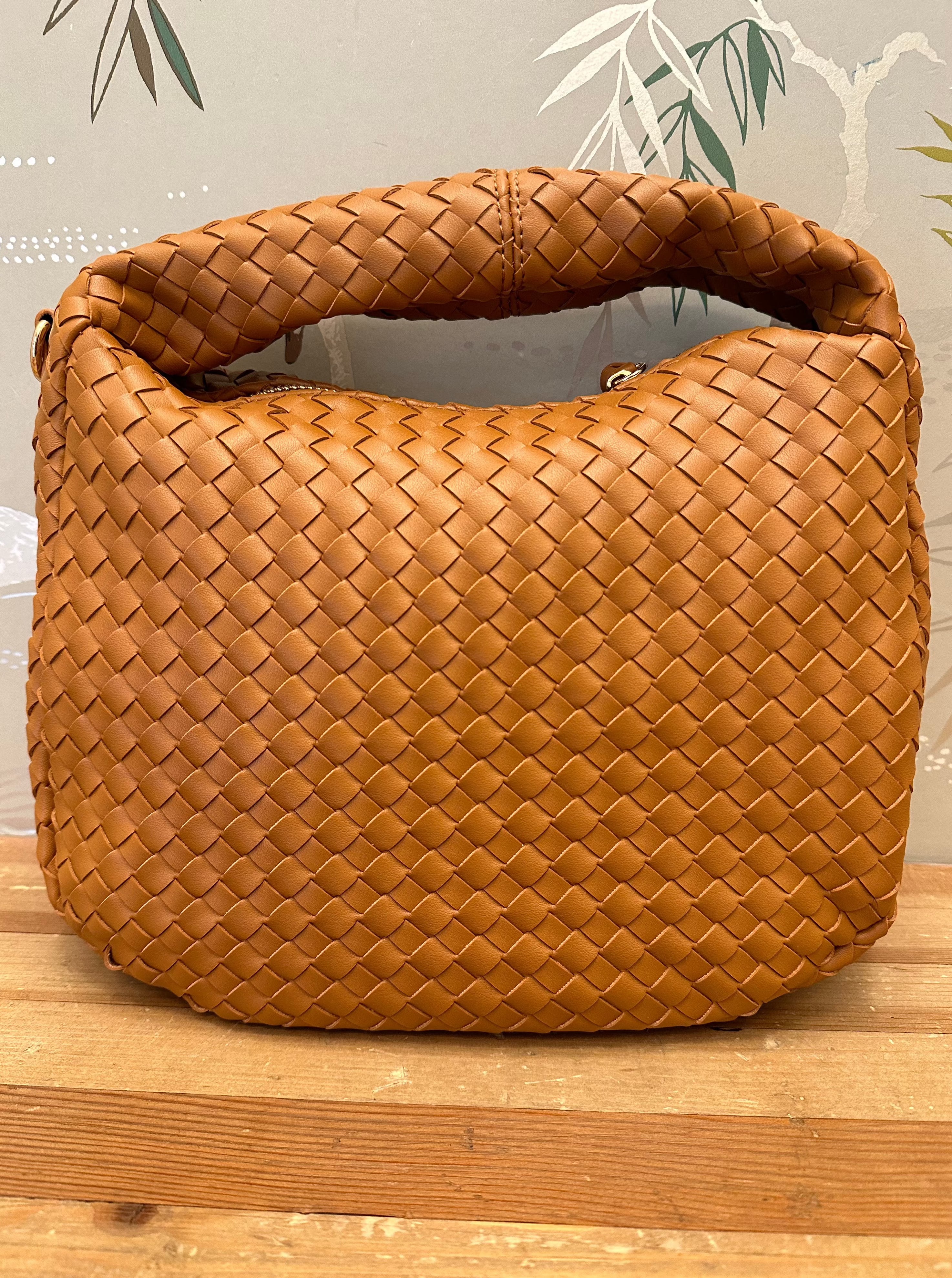 Hailey Woven Leather Handbag for Women - Stylish Tan Crossbody Purse with Adjustable Strap, Perfect for Work, Travel and Everyday Use