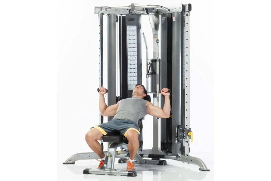 TuffStuff Evolution Corner Multi-Functional Trainer Home Gym System (CXT 200) with Smith Press Attachment (CXT 225) - Perfect for Full-Body Workouts at Home or Commercial Gyms