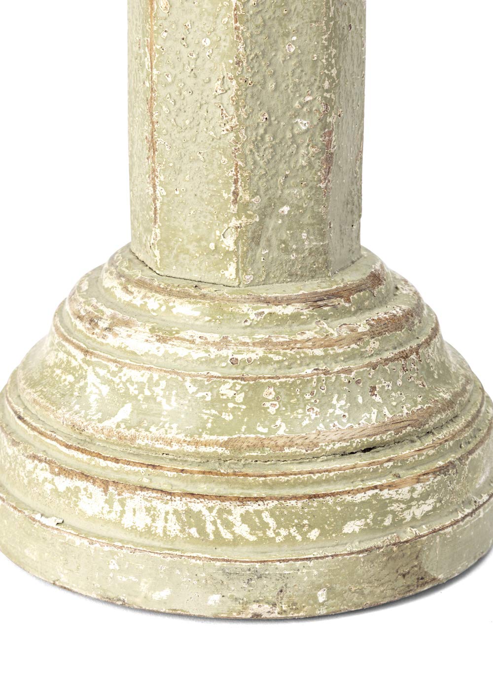 IMAX 5544-5 Set of 5 Mango Wood & Iron Distressed Candle Holders - 3 Inch Pillar Candle Stands - Rustic Home Decor for Dining Table, Wedding Centerpiece & Farmhouse Decor