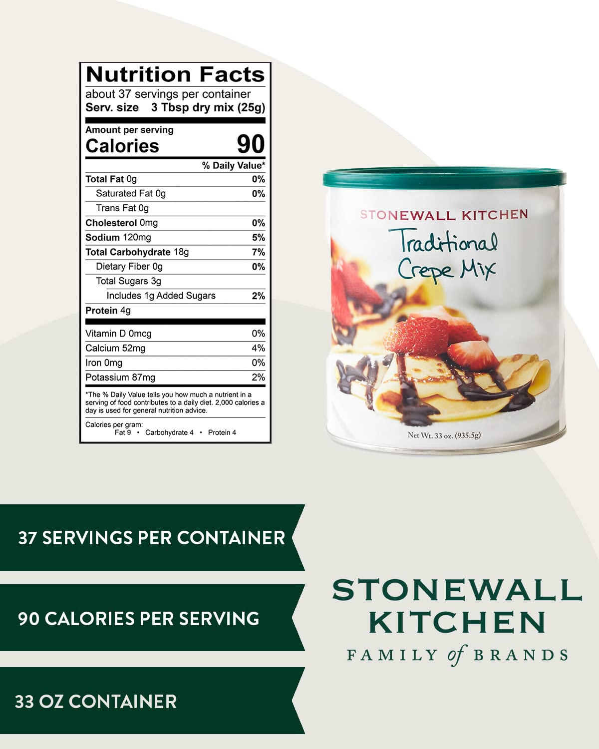Stonewall Kitchen Traditional Crepe Mix - 2 Pack (33 oz) | Easy Homemade Crepe Batter for Breakfast, Desserts & Brunch | Perfect for French Cuisine Lovers