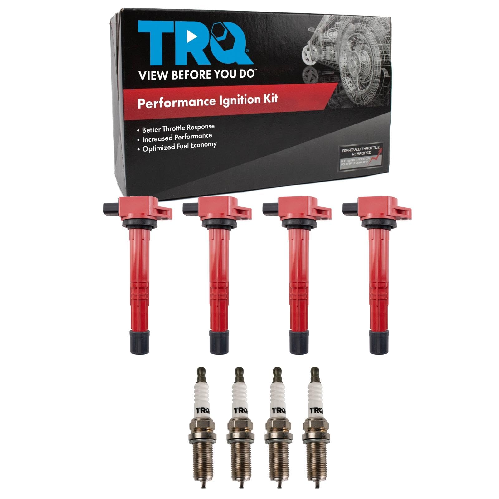 TRQ Ignition Coil & Spark Plug Kit - Compatible with Honda Accord 2003-2007, Acura RSX 2002-2006, Civic 2002-2011, CR-V 2002-2009, Element 2003-2011 - High Performance Replacement Parts for Smoother Engine Start & Acceleration