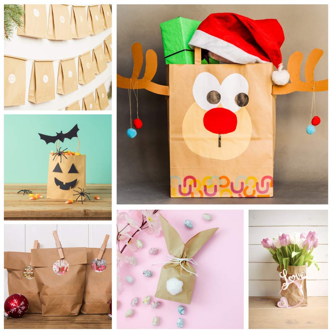 24 Premium Recyclable Kraft Paper Gift Bags with Stickers - DIY Advent Calendar, Christmas Gifts & Party Favors - Perfect for Holiday Wrapping, Birthday Presents & Wedding Favors