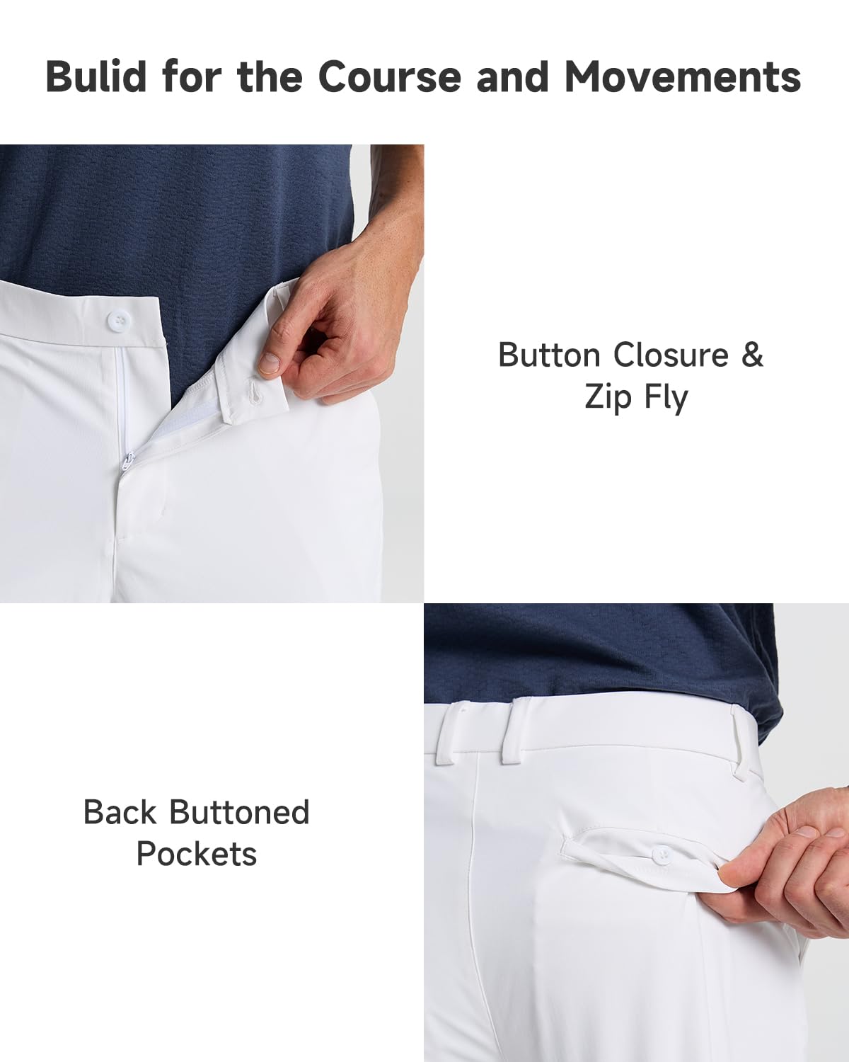 Men's Classic Fit Golf Pants - Stretch Work Dress Pants 30''/32''/34'' - Lightweight Casual Pants with Pockets - Perfect for Golf, Office & Business Casual Wear