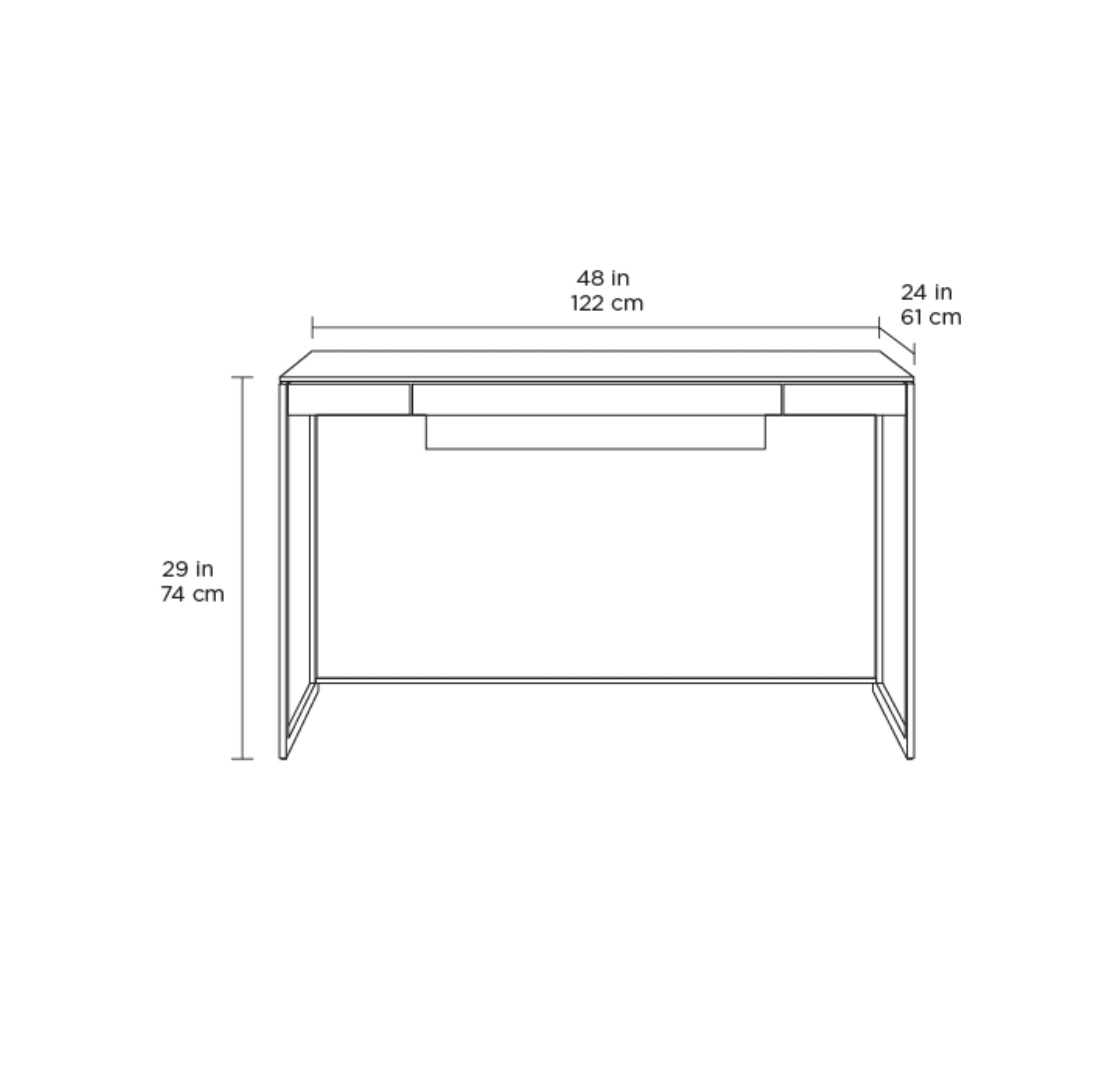 BDI Sequel 20 6103 48-Inch Modern Computer Desk with Wire Management & Keyboard Drawer - Home Office Desk with Tempered Glass Top & Flip-Down Power Ledger - Charcoal Stained Ash Black Finish | Perfect for Small Spaces, Gaming Setups & Remote Workstations