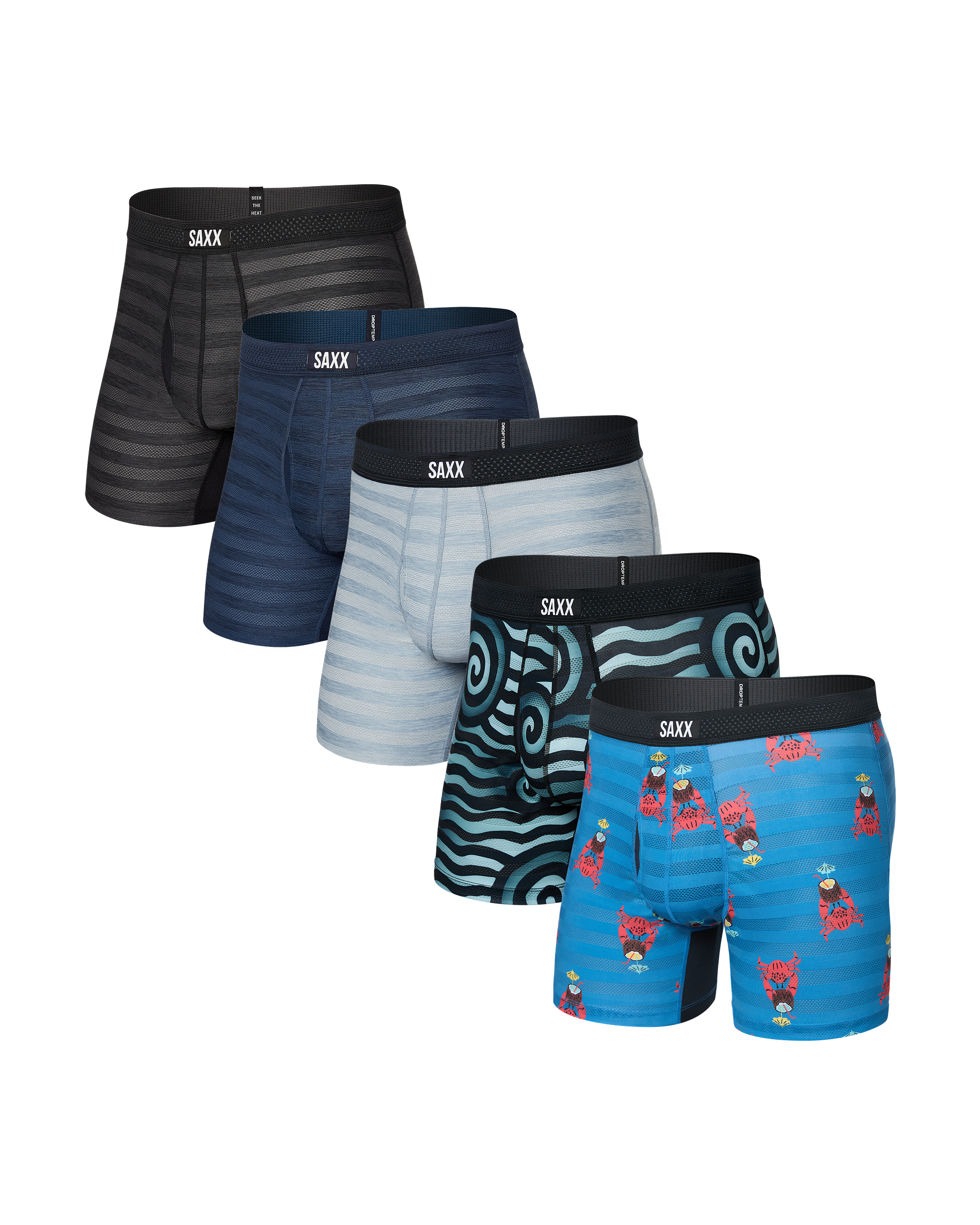 DropTemp® Cooling Mesh Boxer Briefs for Men - 5 Pack Breathable Underwear, Moisture-Wicking & Odor Control - Perfect for Workout, Running, Gym & Everyday Comfort