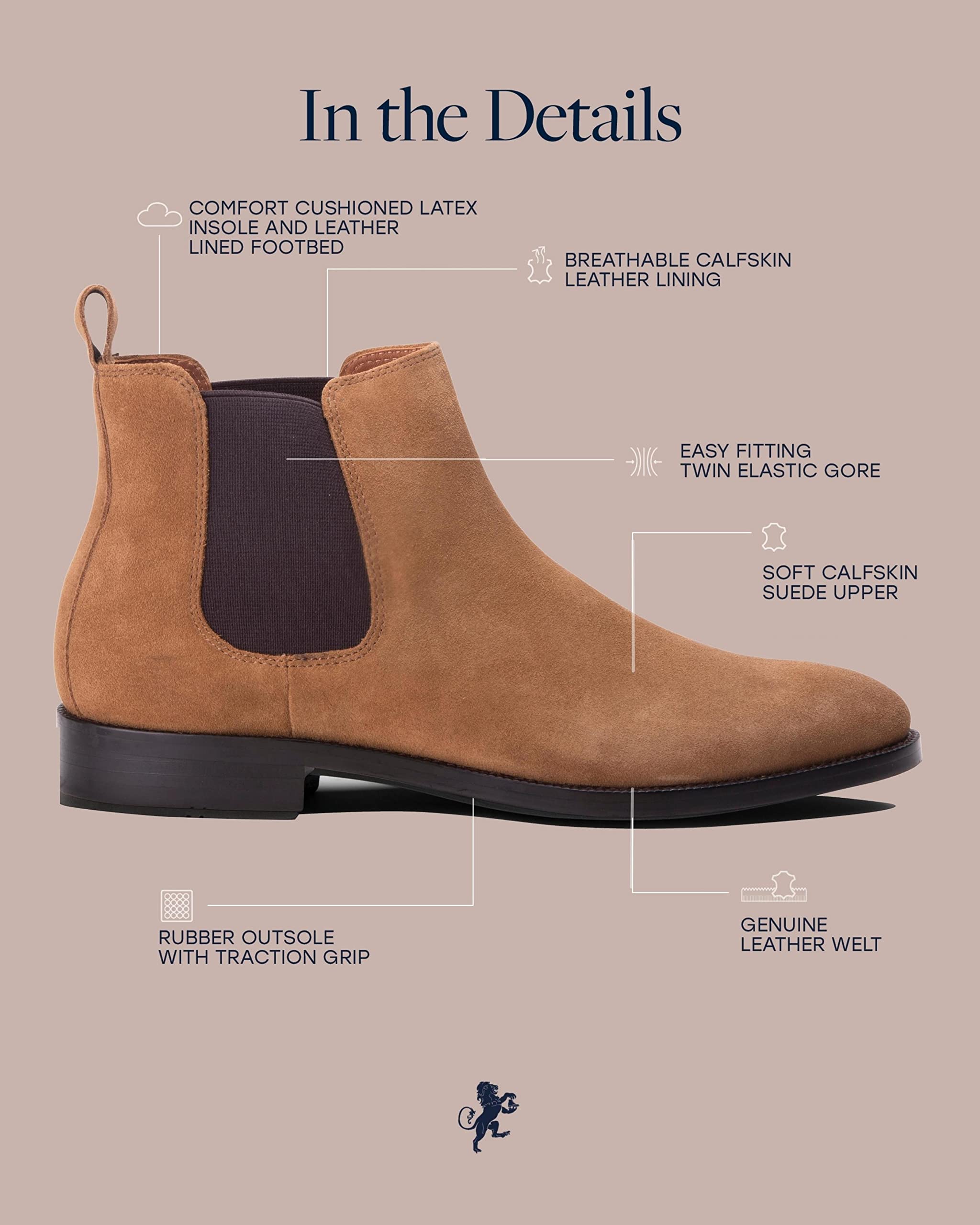 Dunross & Sons Men's Chelsea Boots - Jayden Dress Boots for Men | Comfortable Leather Boots for Work, Casual & Formal Wear