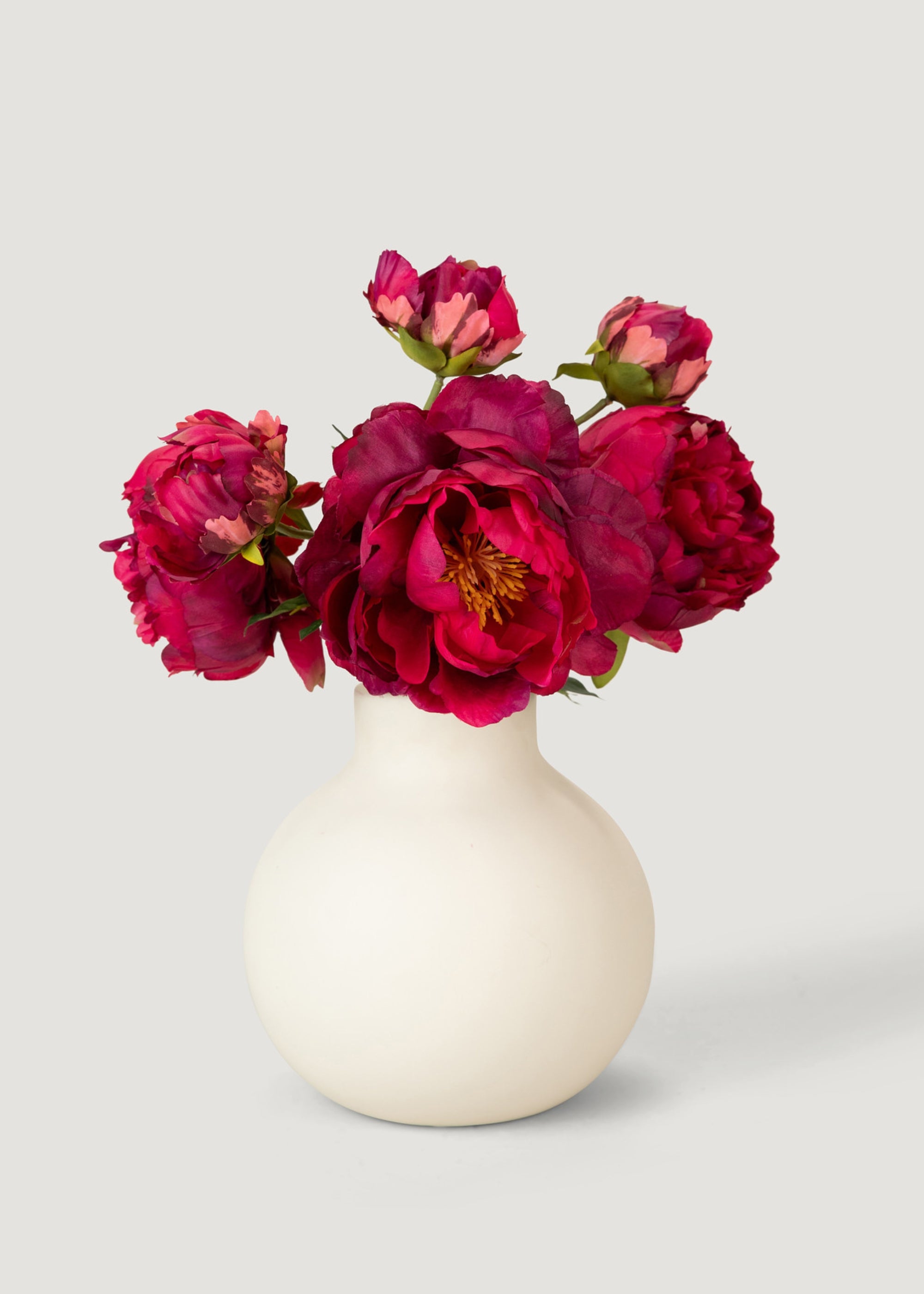 Premium Fuchsia Faux Peony Flower Bouquet - 21 Stems Artificial Silk Flowers for Home Decor, Wedding Centerpieces & Party Arrangements