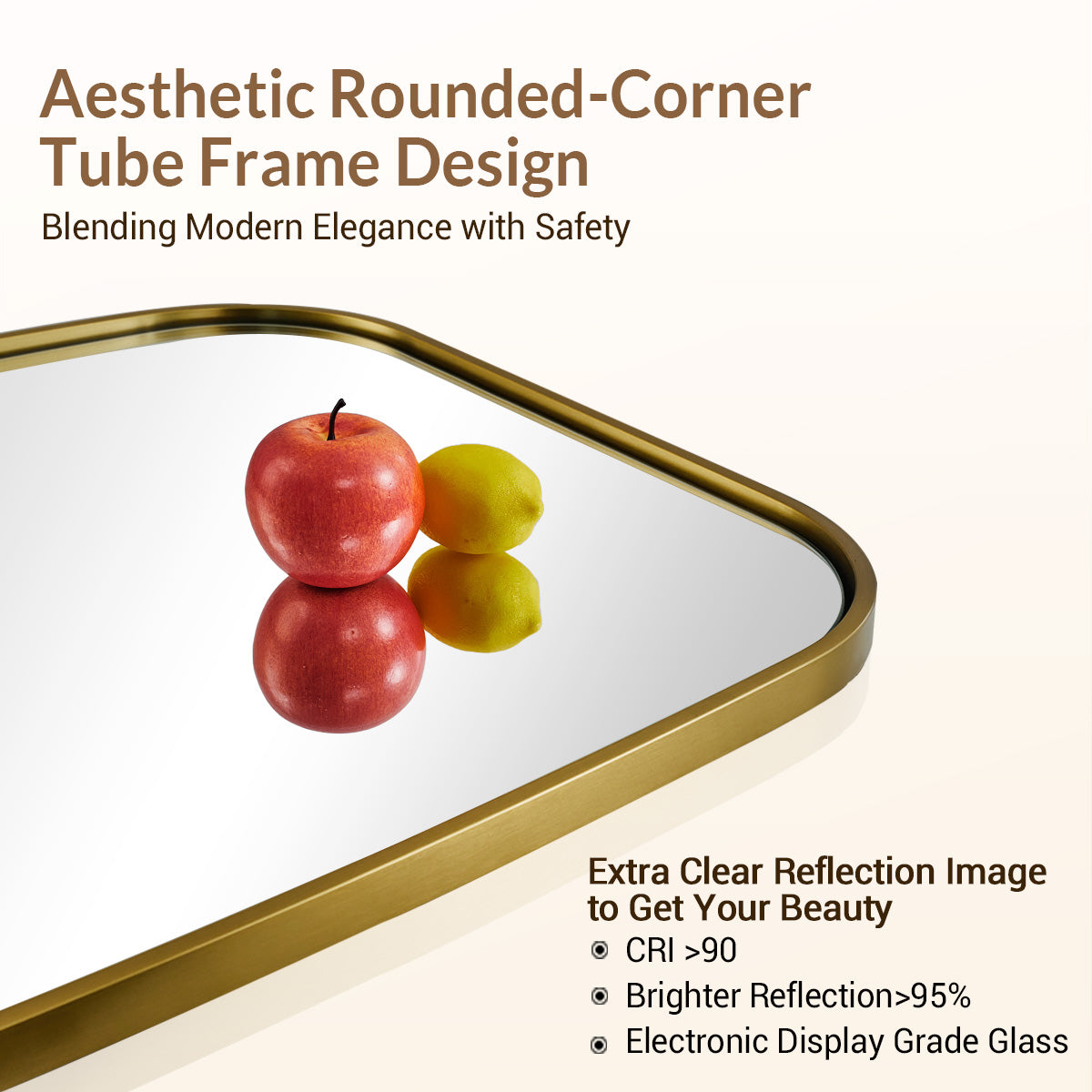 Modern Rectangular Bathroom Mirror with Thick Stainless Steel Frame - Large Oval Wall Mirror for Vanity, Makeup, and Home Decor