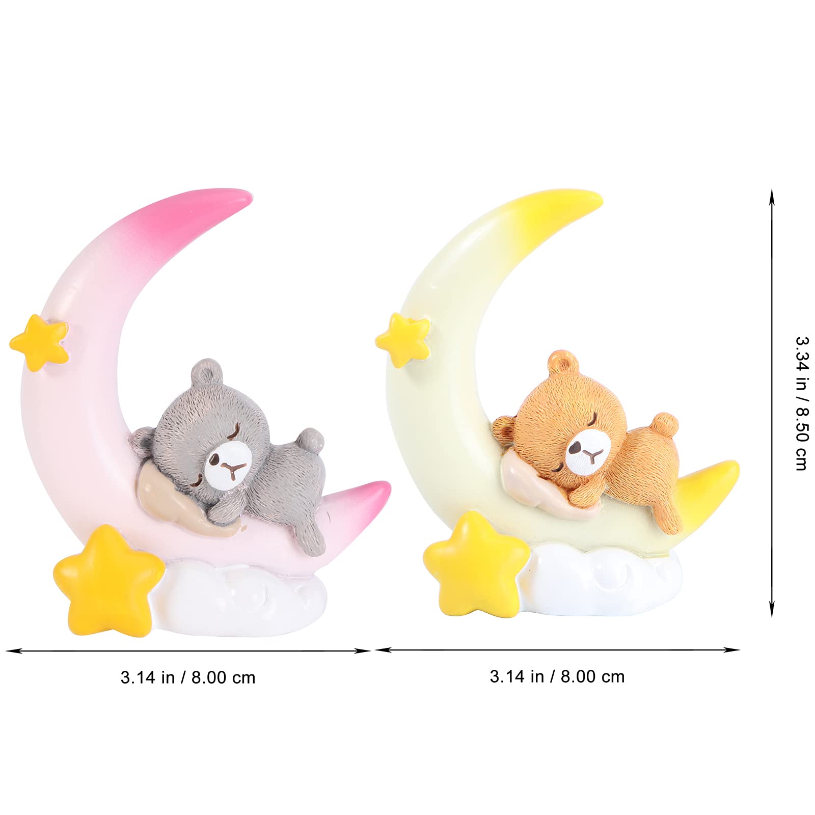LUOZZY 2-Piece Bear Cake Toppers Set - Adorable Moon Cake & Cupcake Decorations for Baby Shower Party - Perfect for Gender Reveal, Birthday Celebrations & Nursery Themed Desserts