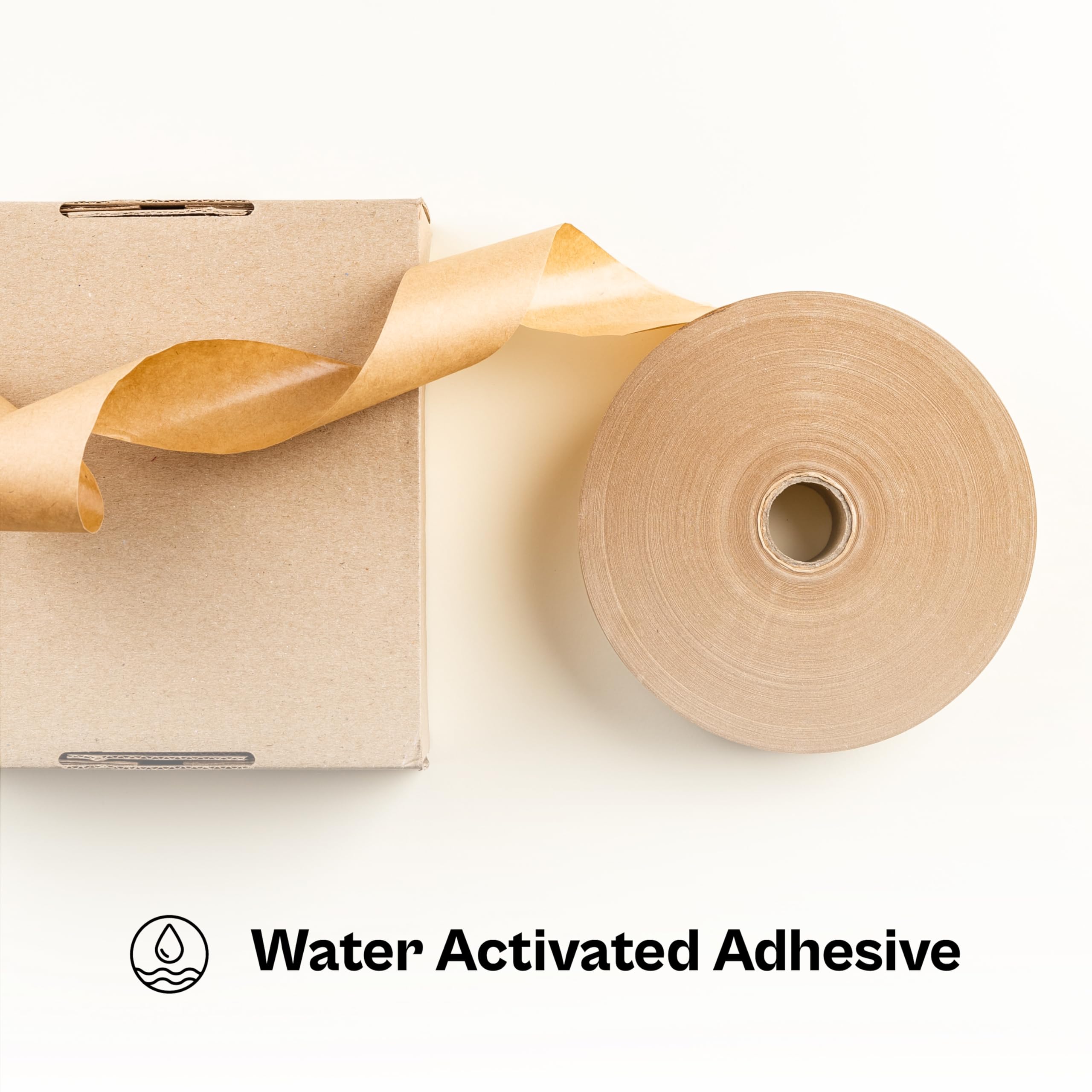 MMBM Heavy Duty Reinforced Gummed Kraft Paper Packing Tape - 72mm x 500 Feet (6 Rolls) - Water Activated Brown Shipping Tape for Carton Box Sealing - Ideal for Ecommerce Packaging, Warehouse Shipping & Moving Supplies