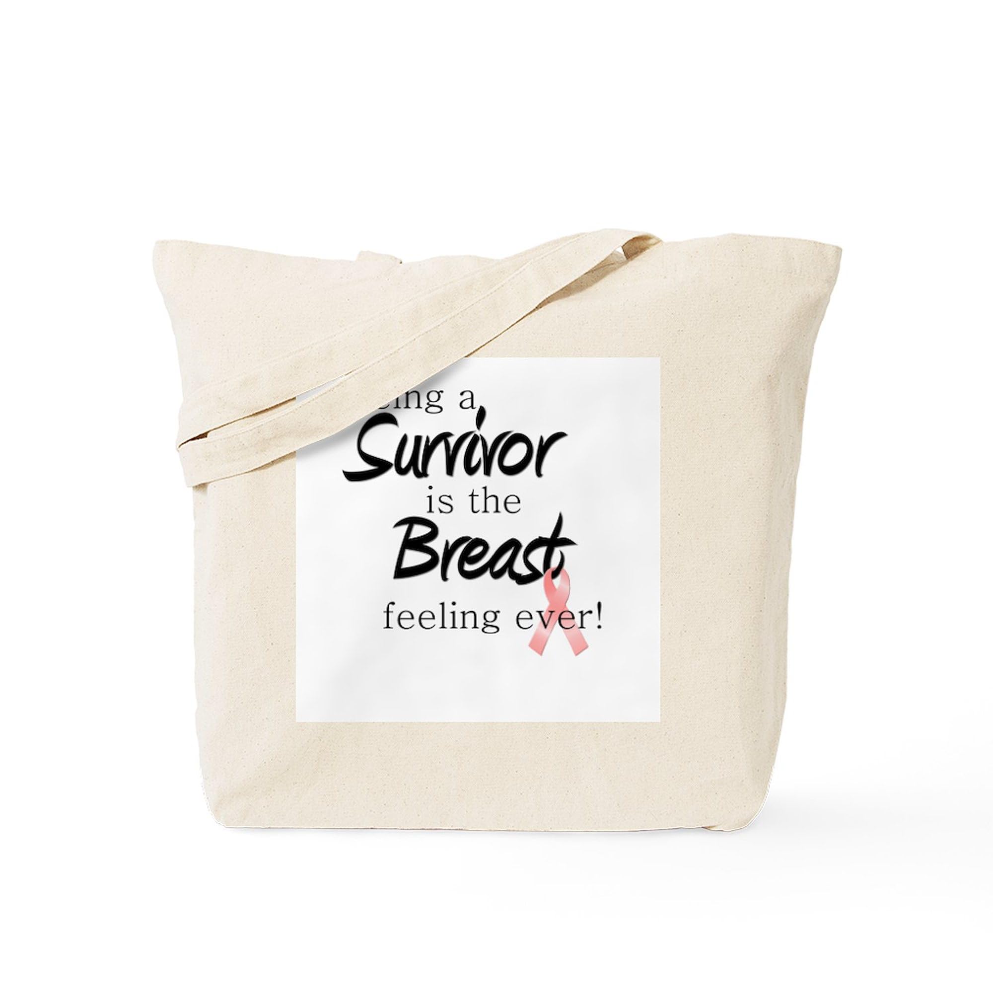 Breast Cancer Survivor Tote Bag - Natural Canvas Reusable Shopping Bag for Women | Eco-Friendly Grocery Bag for Survivors, Supporters & Everyday Use