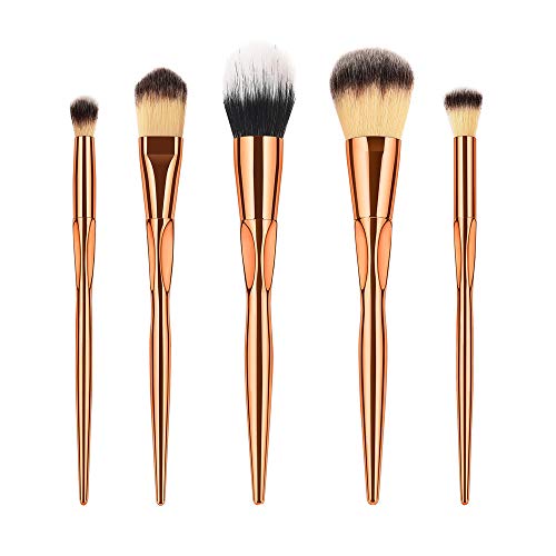 Professional 5-Piece Makeup Brush Set - Powder, Eyeshadow, Lip, Eyeliner & Foundation Brushes with Hair Brush for Men | Perfect for Home Makeup, Salon Use & Travel Beauty Kit