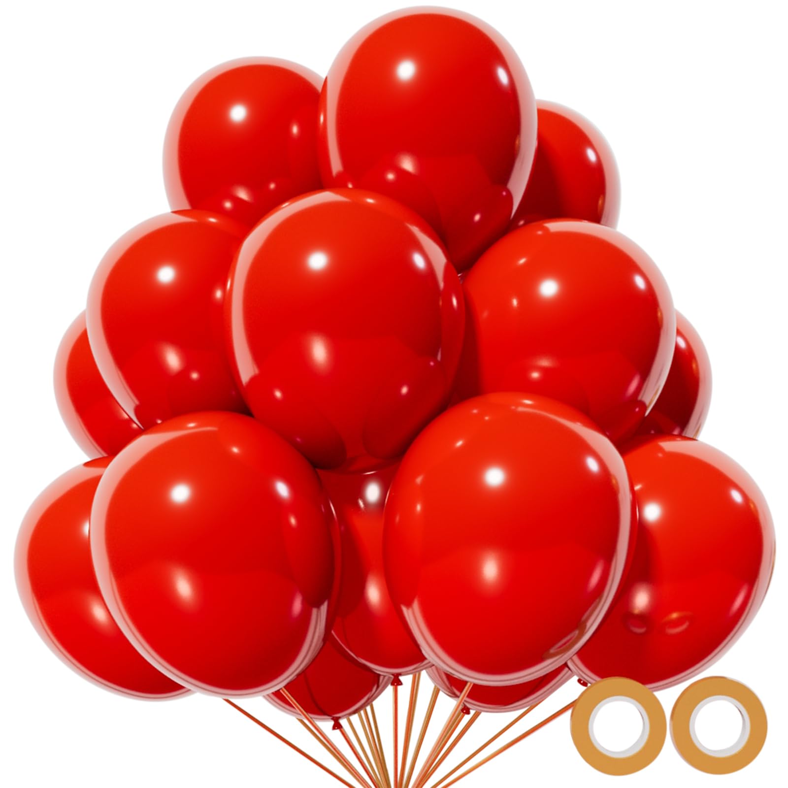 110pcs 12 Inch Red Latex Balloons for Birthday Party, Valentine's Day, Wedding Decorations - Includes 2 Ribbons | Perfect for Party Decor, Photo Backdrops & Special Events