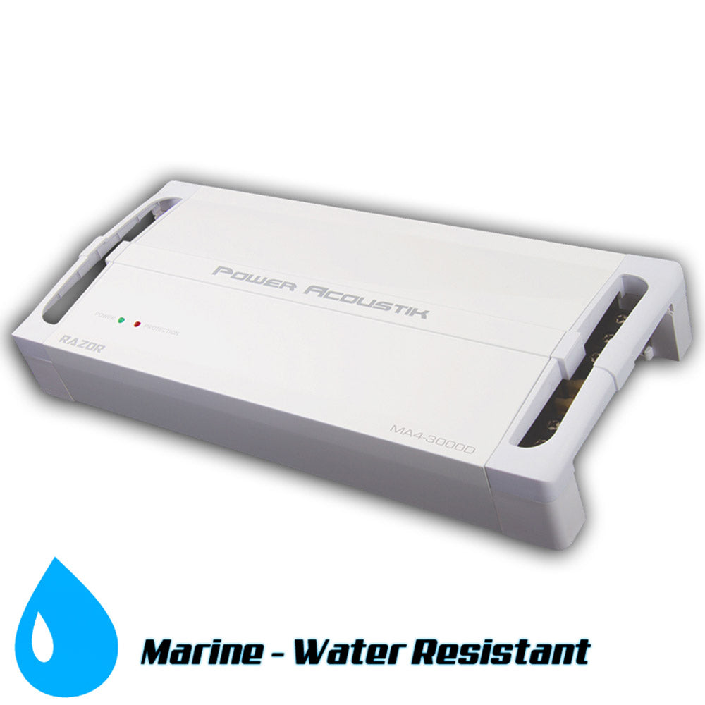 Power Acoustik MA4 3000D 4-Channel Marine Amplifier - 3000W Class D Compact Boat Audio System for Boats, Yachts & Watercrafts - Perfect for Marine Stereo Upgrades & Outdoor Water Adventures