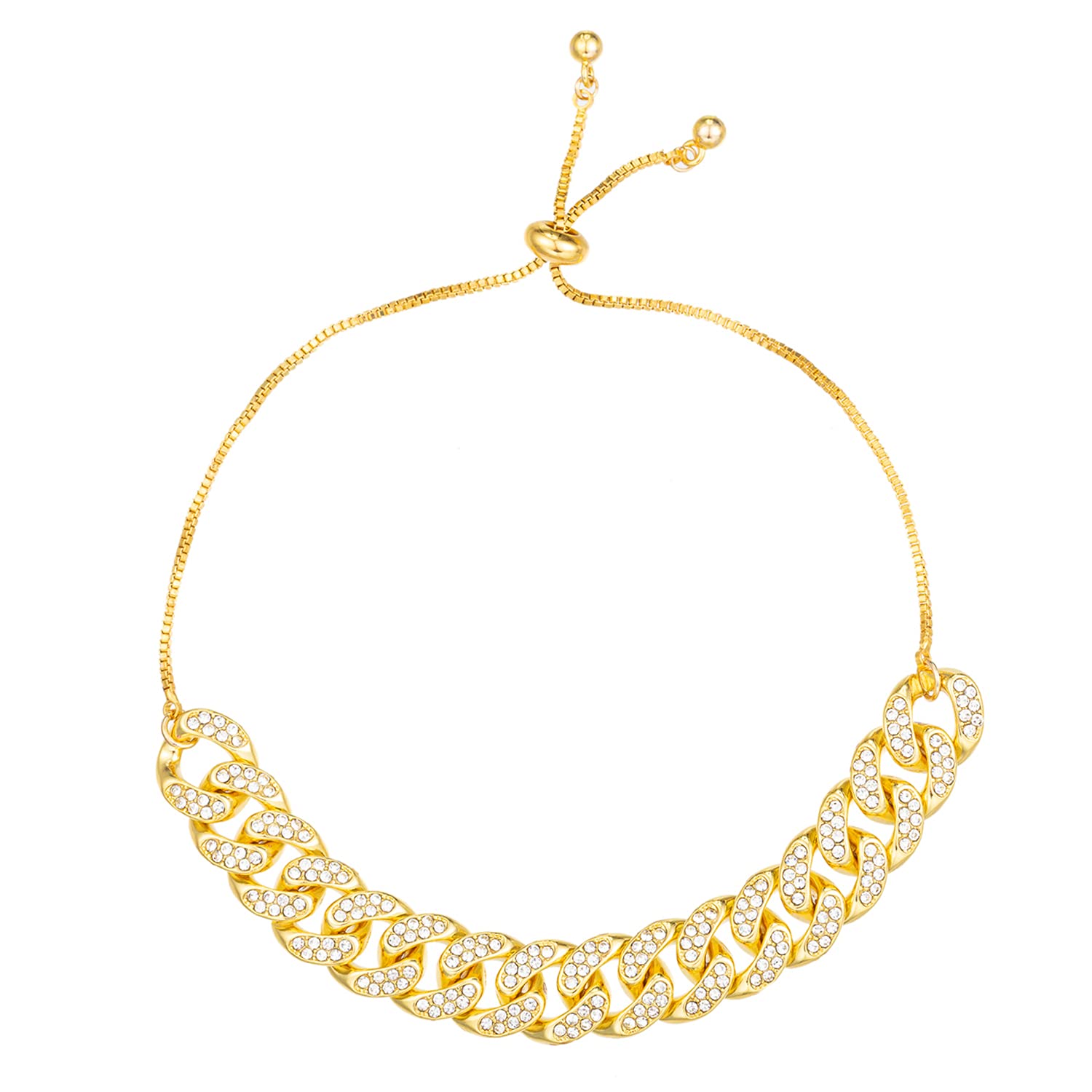Kelistom Cuban Link Rhinestone Gold Box Chain Anklet for Women - Adjustable Punk Hip-Hop Ankle Bracelet | Perfect for Parties, Concerts & Streetwear Fashion