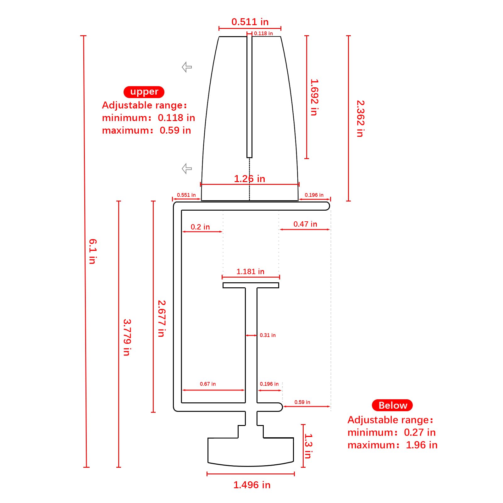 Adjustable Desk Divider Clamp - Fits 1/8