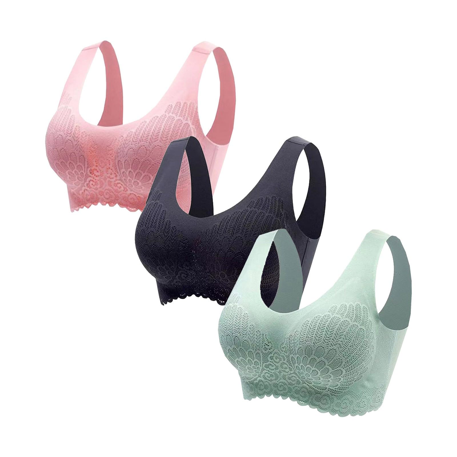 JiXiang Women's Comfortable Seamless Wireless Bras - Solid Color Traceless Sexy Underwear for Sleep, Lounge & Everyday Wear