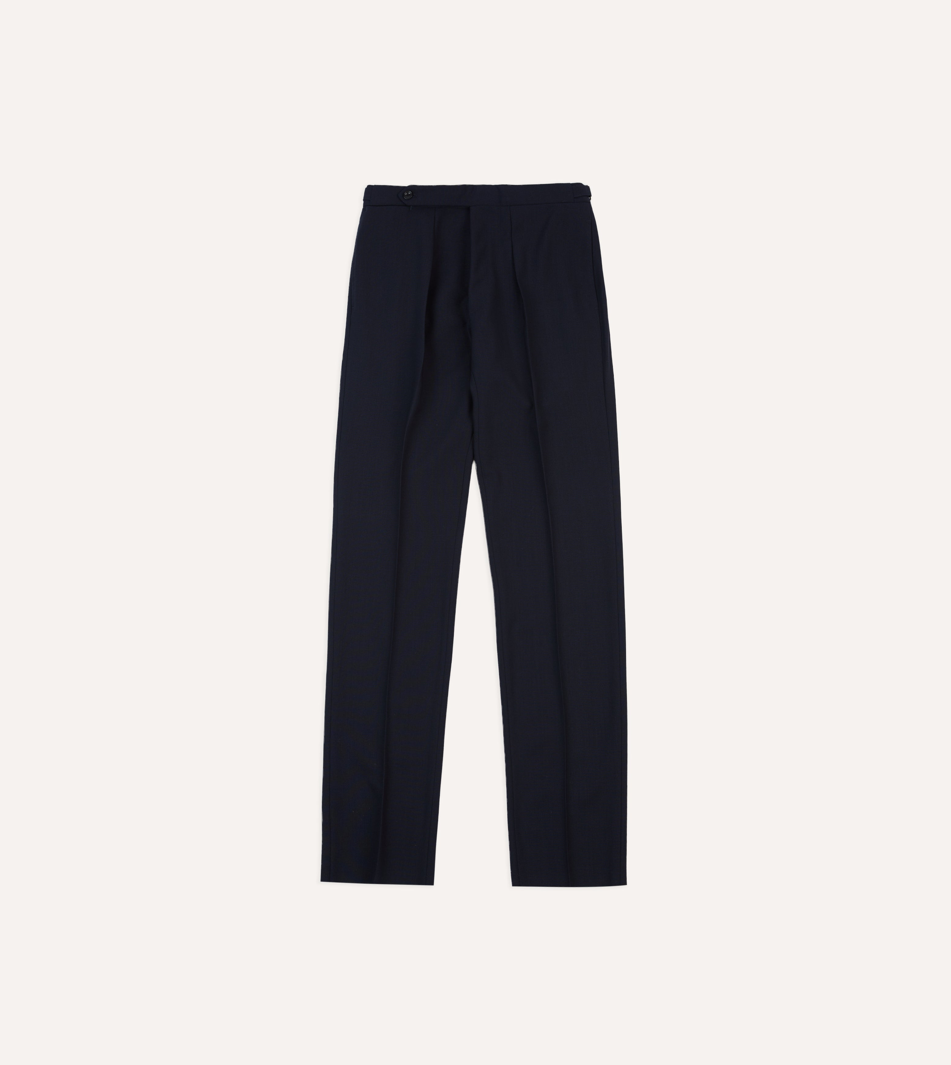Premium Navy Blue Tropical Wool Single Pleat Dress Pants for Men - Business Casual & Office Wear - Comfortable & Breathable for Warm Weather