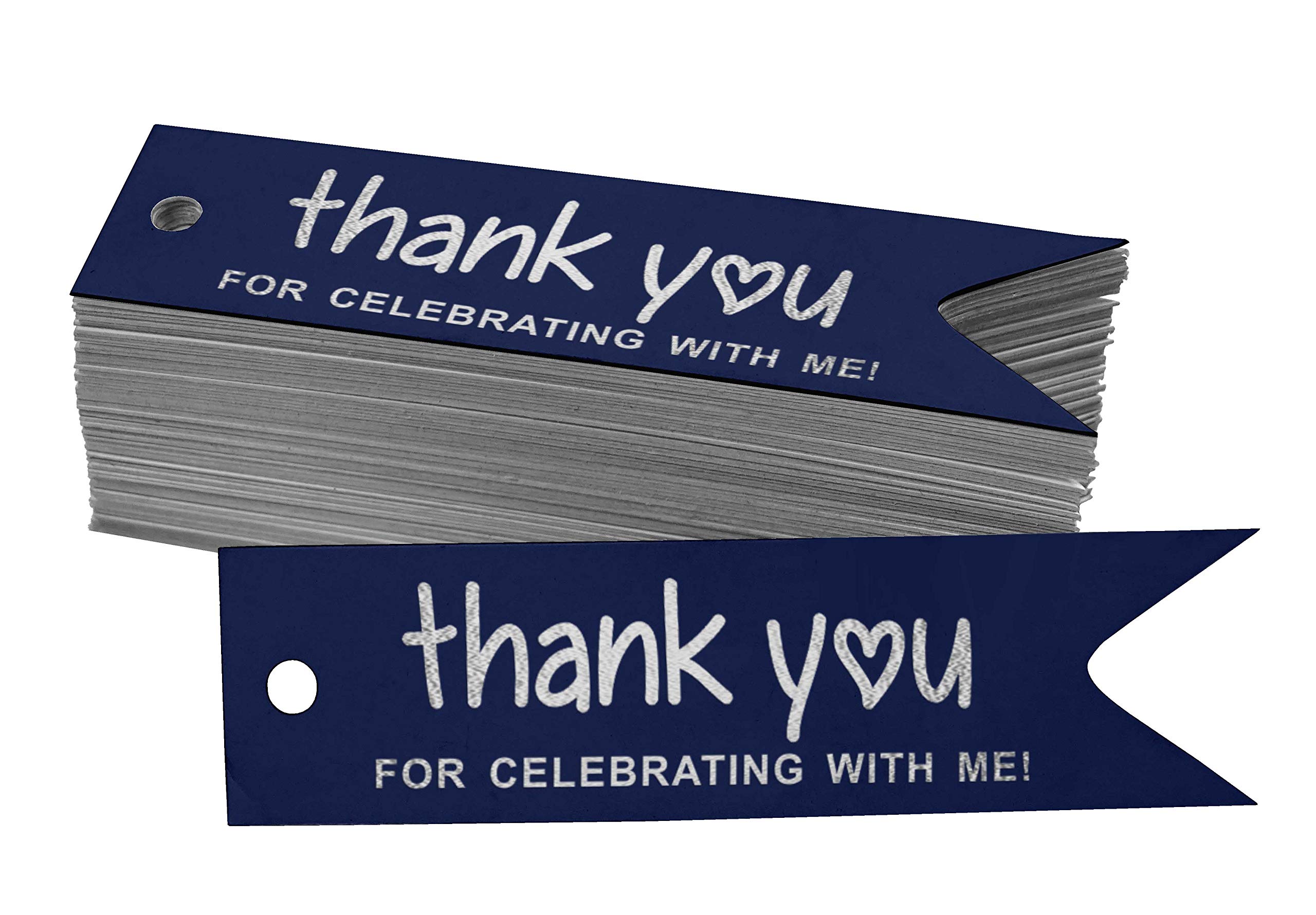 50pcs Real Silver Foil Thank You Birthday Party Favor Tags - Elegant Celebration Gift Tags for Wedding, Baby Shower & Anniversary Events