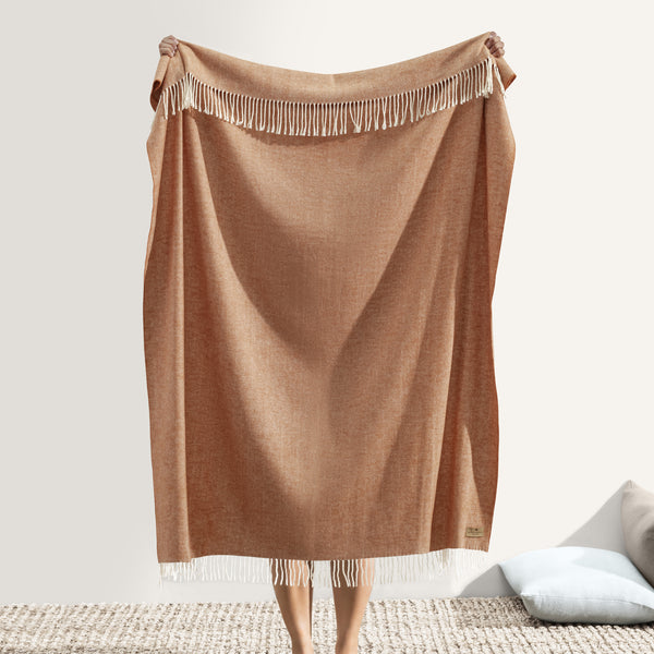 Italian Herringbone Copper Throw Blanket - Soft & Luxurious for Couch, Bed, or Sofa - Perfect for Cozy Evenings & Home Decor