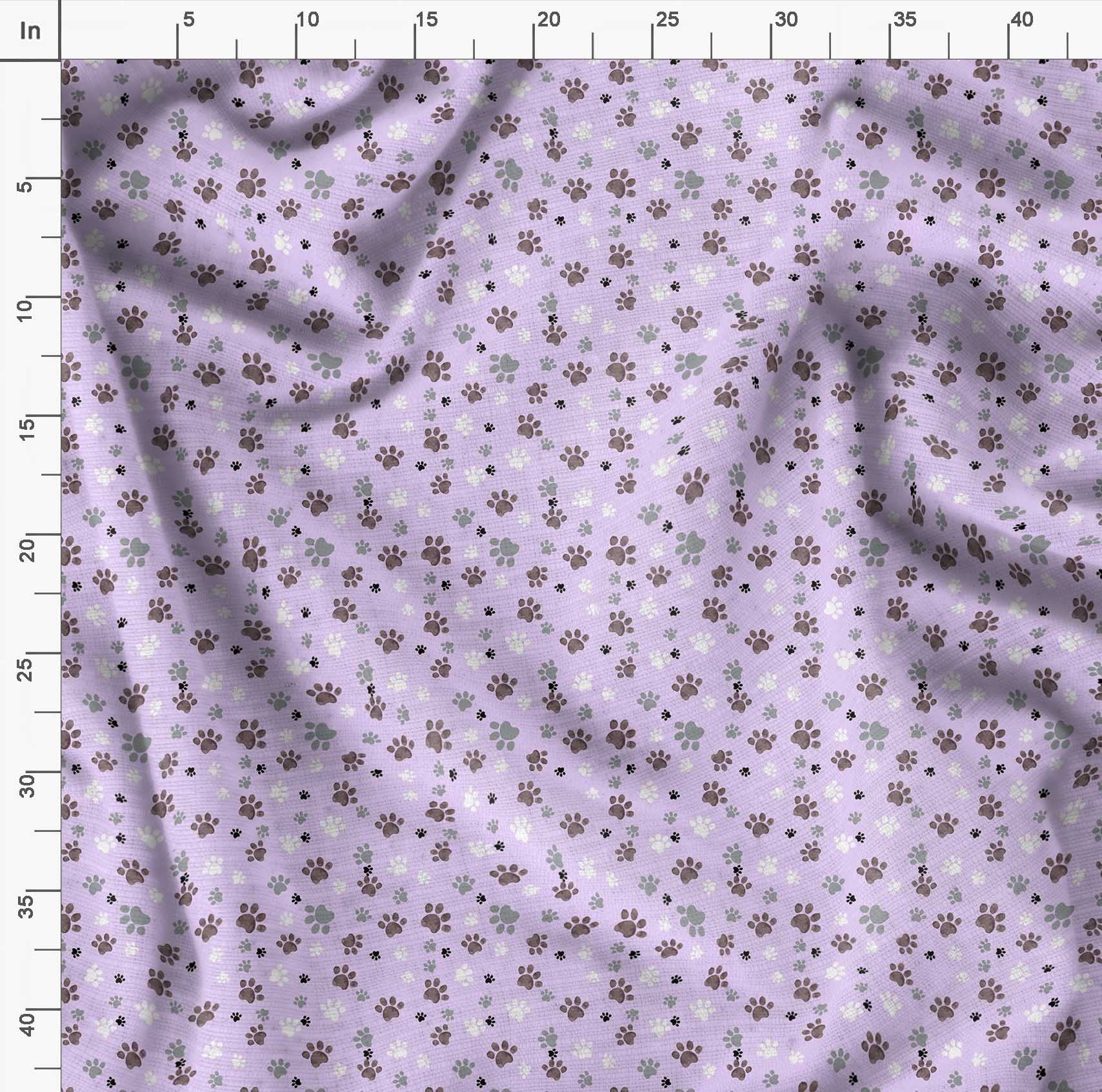 Soimoi 52 Inch Wide Purple Polyester Crepe Fabric by The Yard - Paw Dog Pattern Printed Fabric for DIY Crafts, Sewing Projects, Apparel & Home Decor
