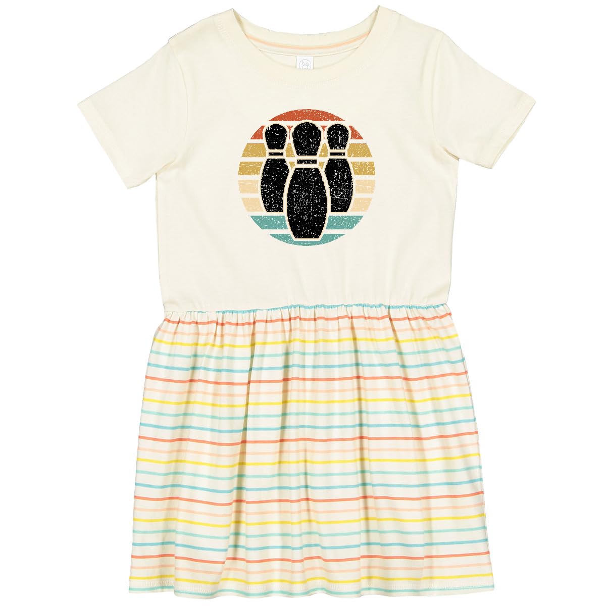 Inktastic Bowling Sunset Toddler Dress - Cute Bowler Silhouette & Bowling Pins Design for Baby Girls | Perfect for Bowling Parties, Family Outings & Casual Wear
