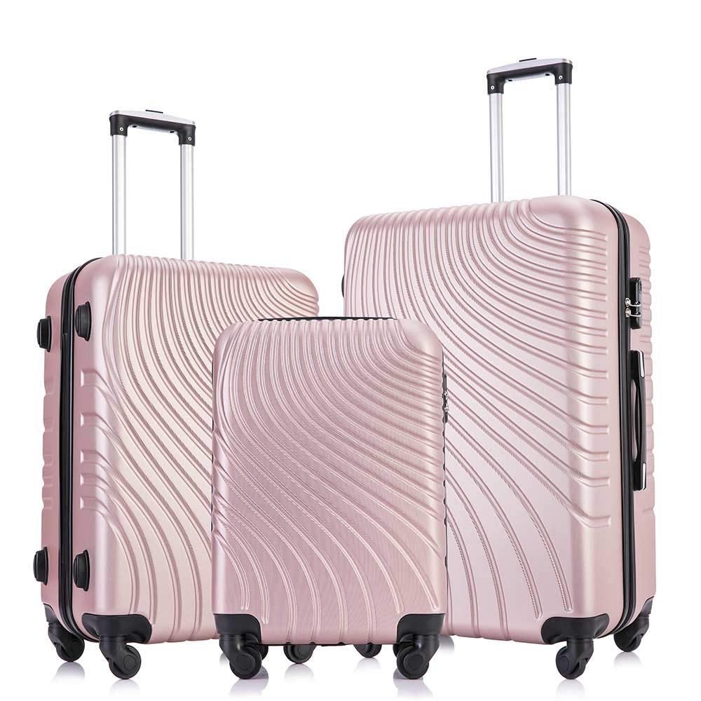 3-Piece Rose Gold Luggage Set with Spinner Wheels - Carry On Suitcase for Travel, Business Trips & Vacations | Lightweight & Durable Spinner Luggage