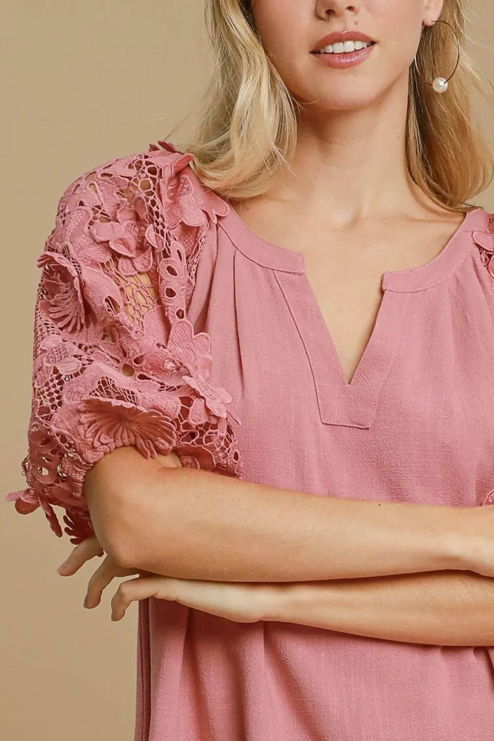 Full Size French Terry Boxy Cut Resort Top with 3D Floral Sleeve - Women's Loose Fit Casual Shirt for Beach Vacation & Summer Outings