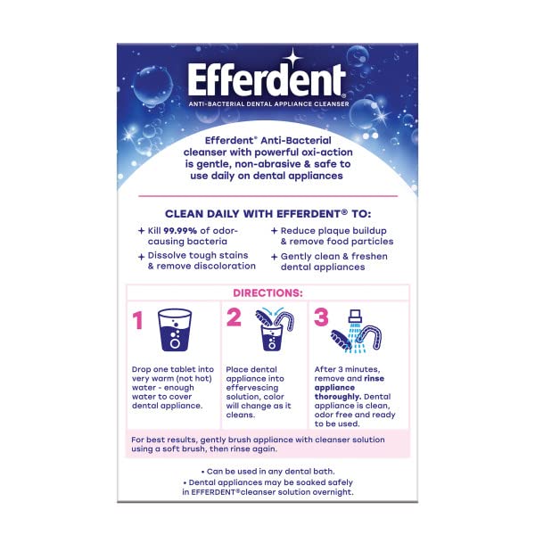 Efferdent Retainer & Denture Cleaning Tablets - 102 Count (Pack of 4) | Complete Clean for Dental Appliances | Perfect for Retainers, Night Guards, Mouth Guards & Dentures | Fresh Breath & Stain Removal