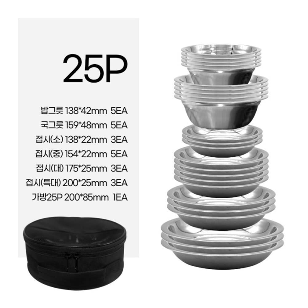 Premium 304 Stainless Steel Camping Dinnerware Set - 25pcs Plates & Bowls for Outdoor Adventures, Hiking, Beach Picnics & Family Camping Trips | Durable, Lightweight & Eco-Friendly Tableware for RV Travel, Backpacking & Picnic Use