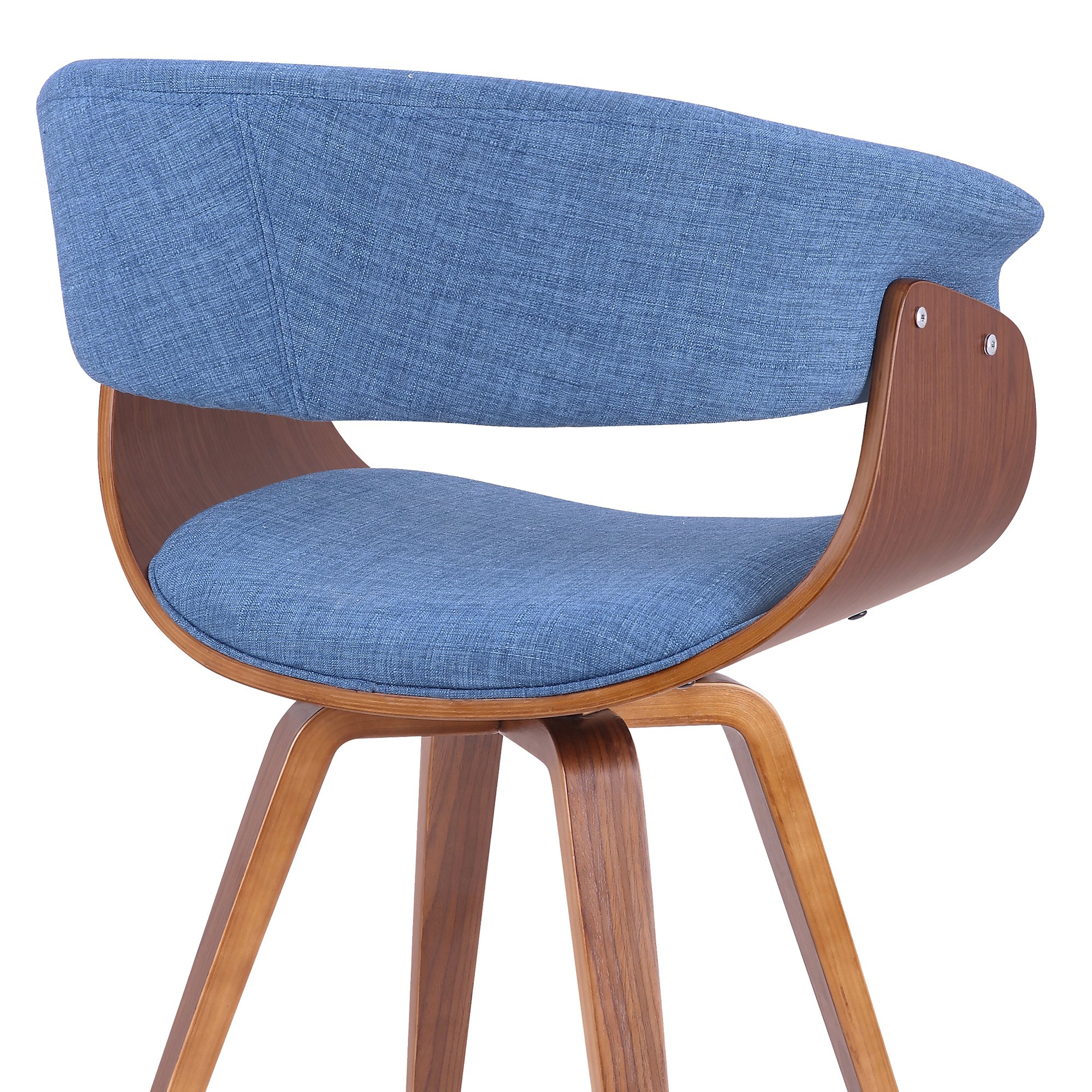 Mid Century Modern Dining Chair - Blue Fabric & Walnut Wood Accent Chair for Kitchen, Dining Table, Office Desk | Stylish Home Decor for Living Room, Breakfast Nook & Vanity Area